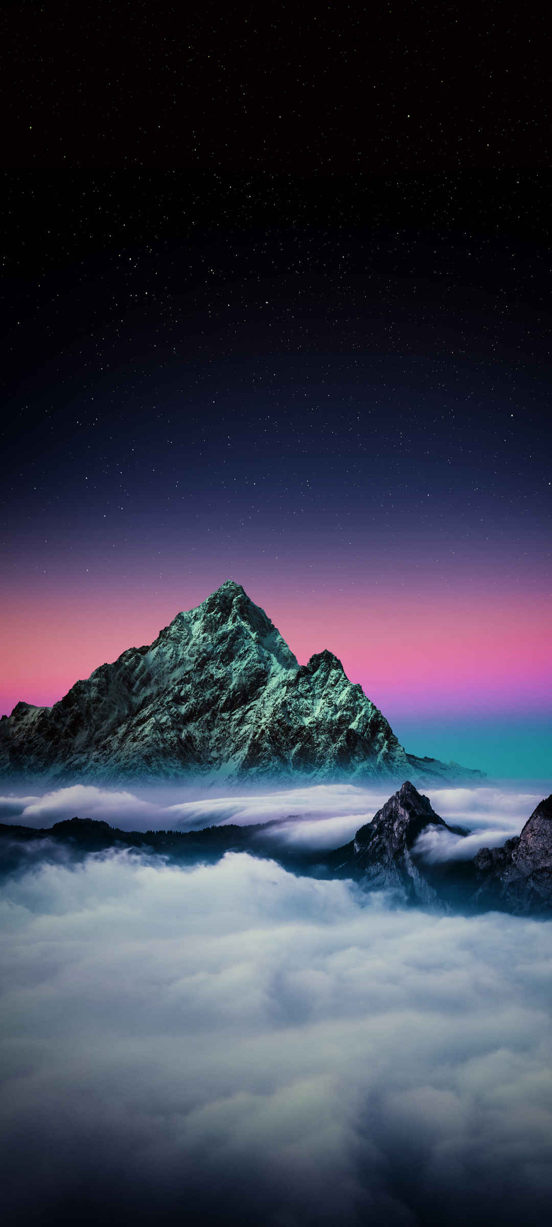 冬天 雪景 高山 星空 夜景 高清风景图片壁纸-