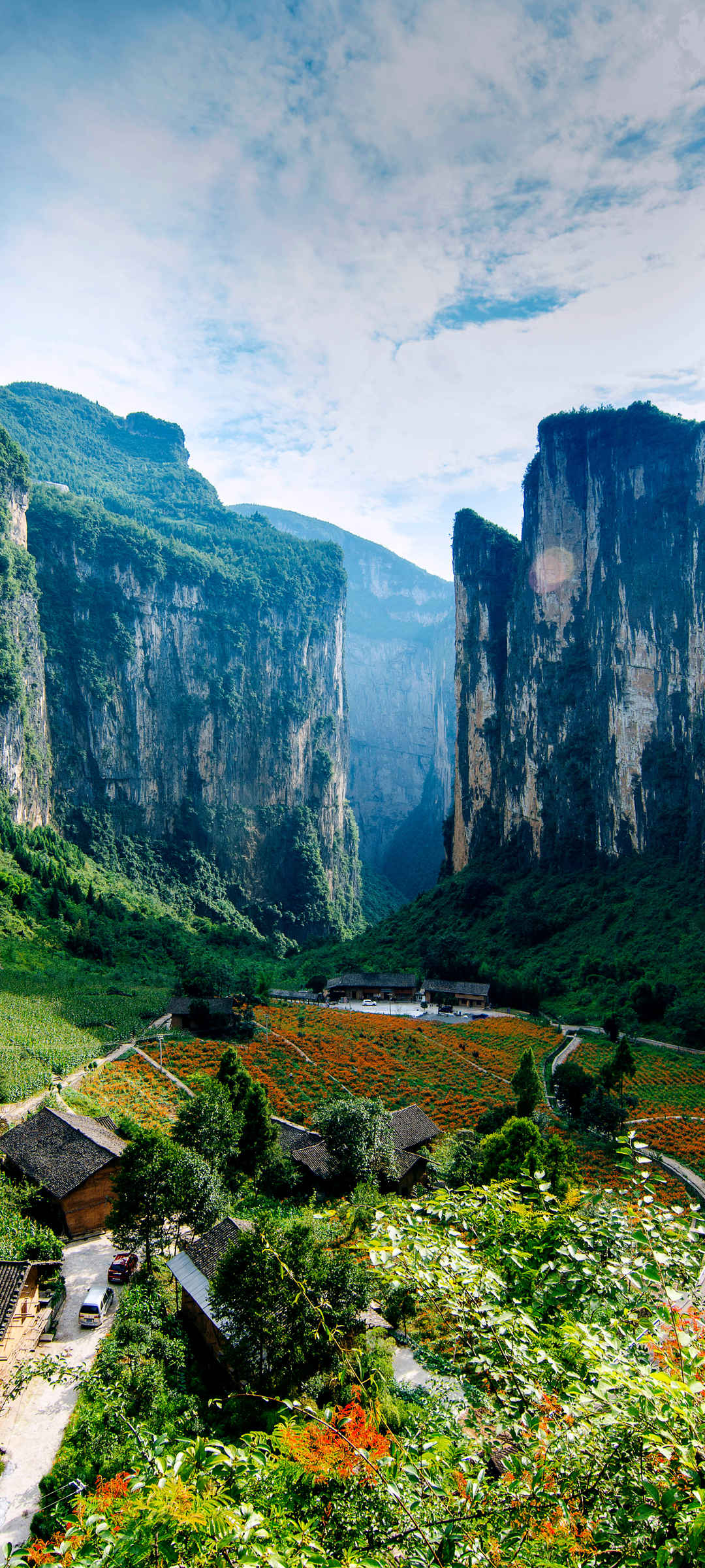 山谷大山绿色风景图片大全唯美壁纸-