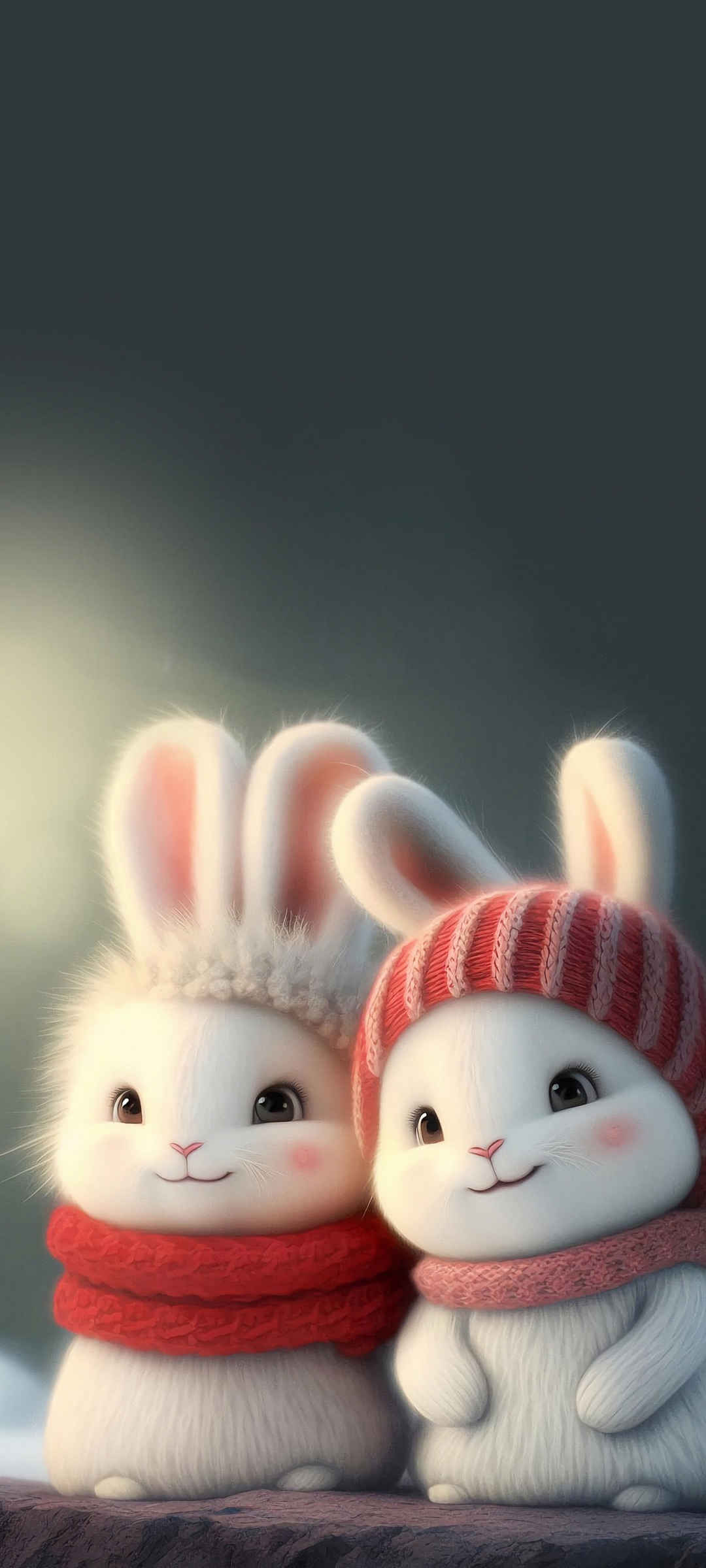 2只可爱兔子ins平板壁纸高清-