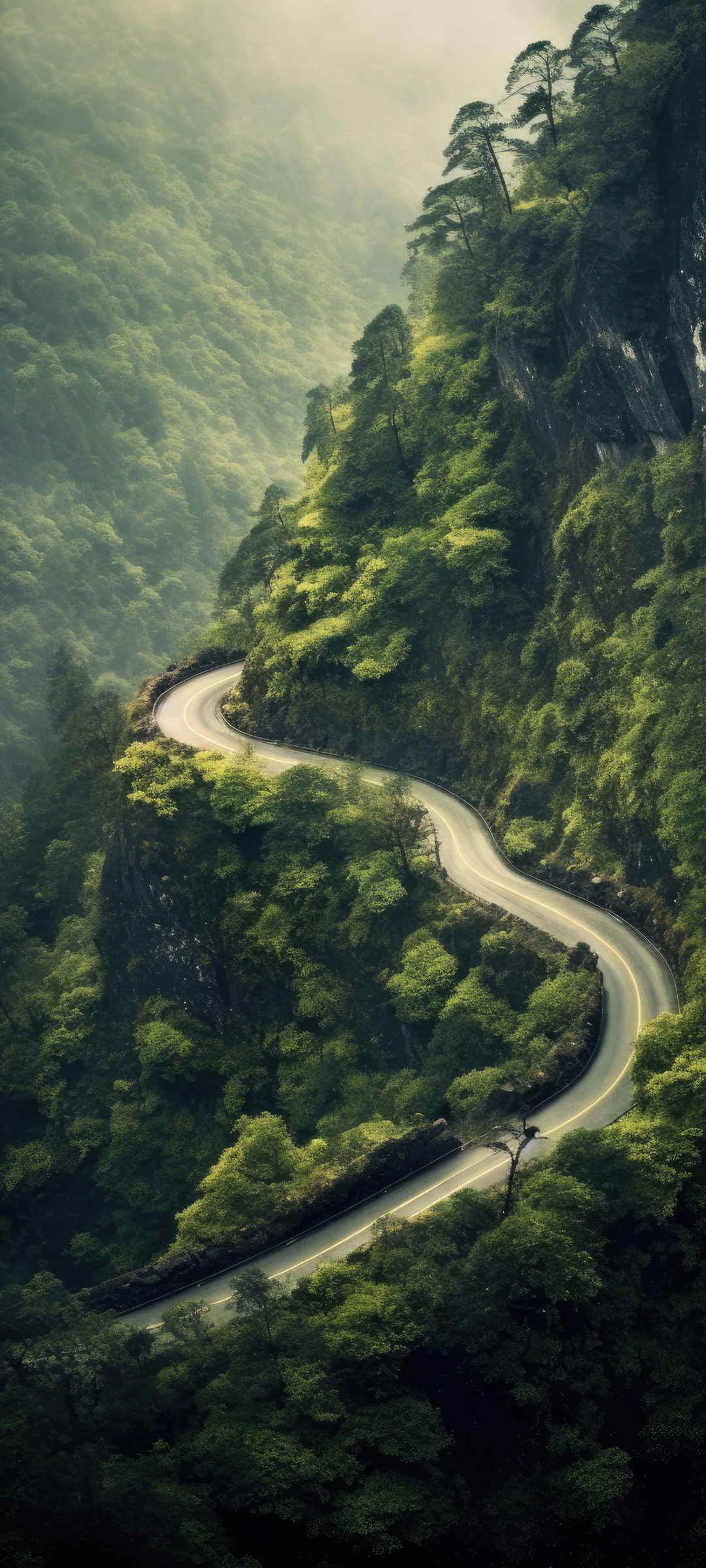 森林弯曲山路风景