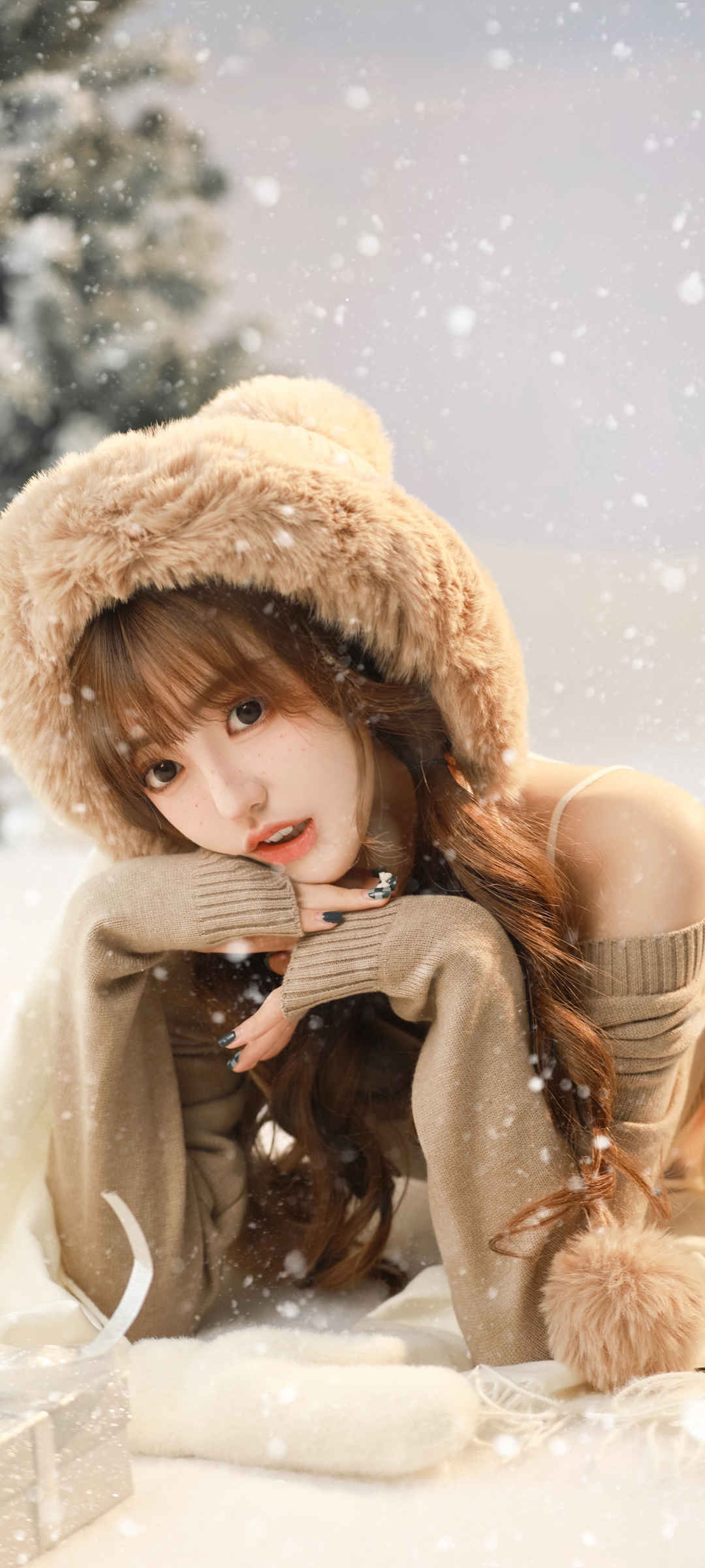 可爱美女全屏手机壁纸图片-