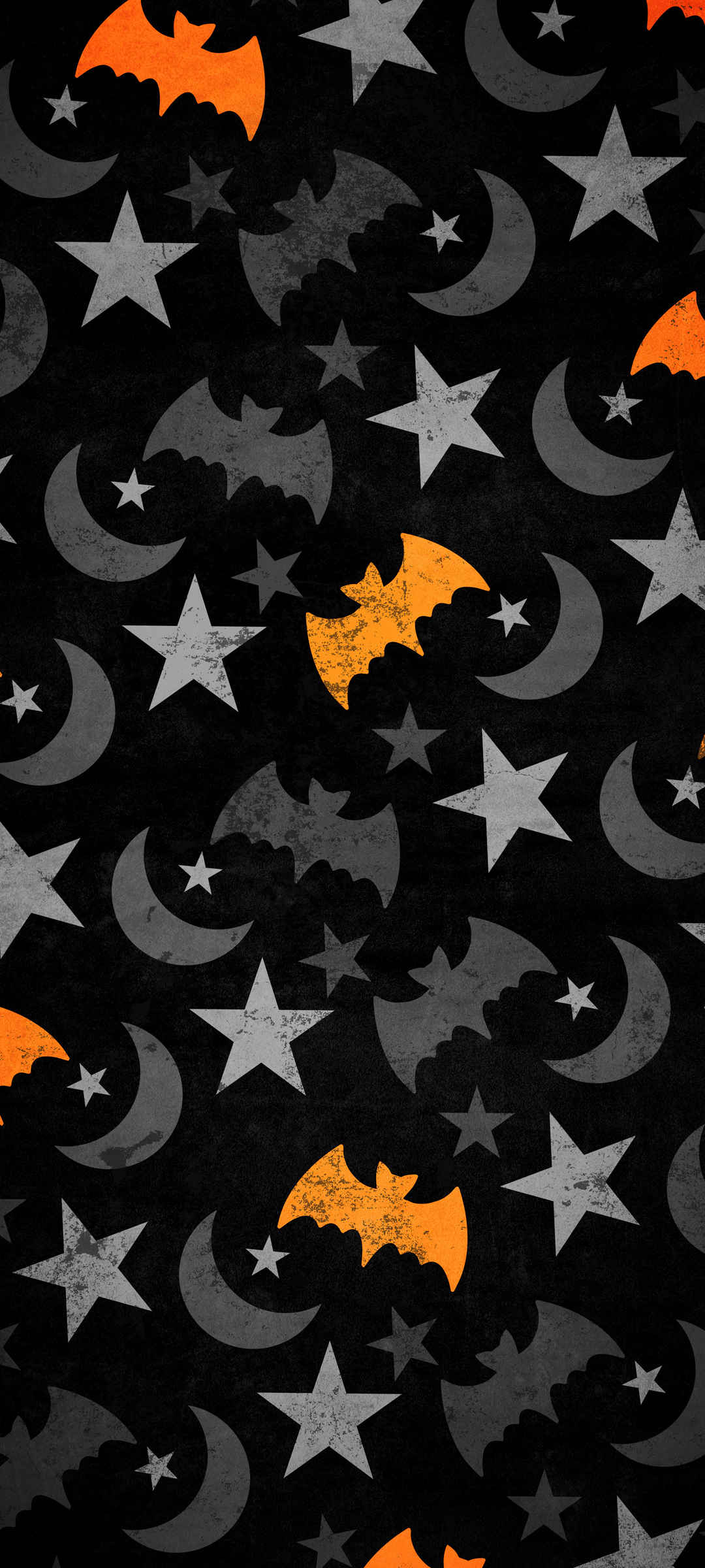 万圣节 月亮 星星 蝙蝠 可爱背影 手机壁纸-