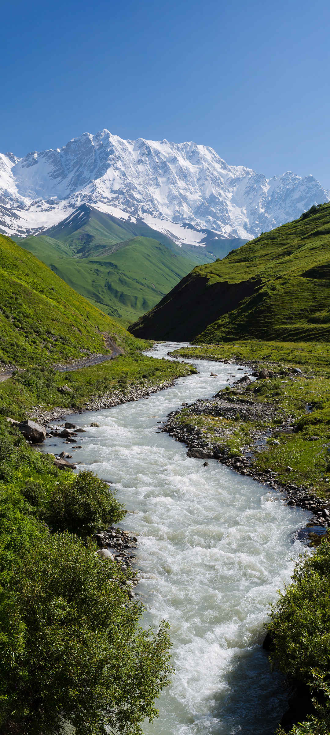 高峰 山川河流 风景 手机壁纸-