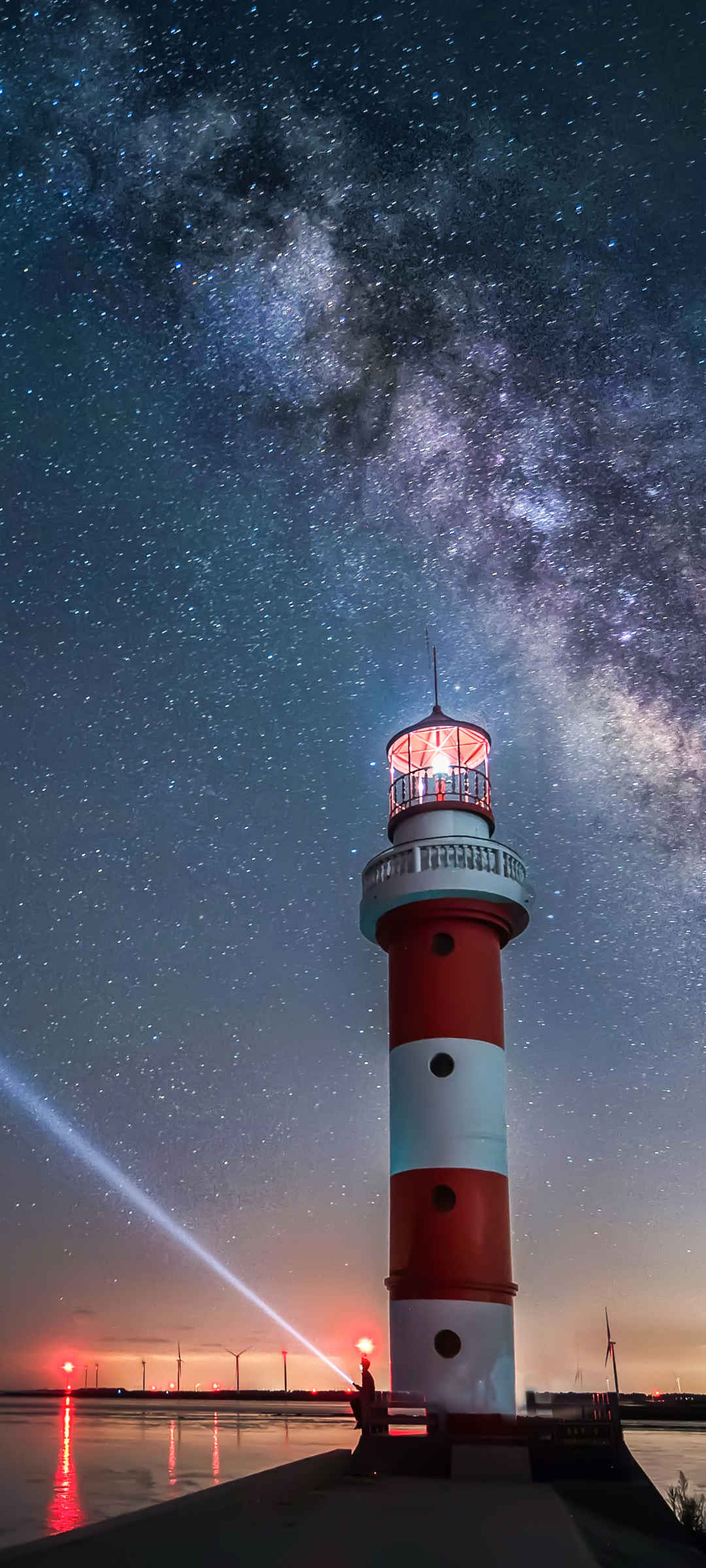 星空 灯塔 风景手机壁纸-