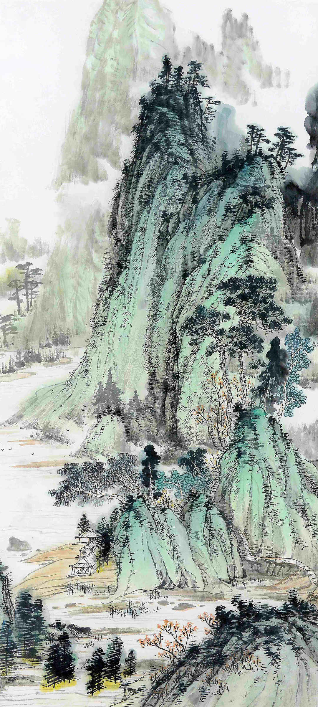中国风 山水画 树风景手机壁纸-