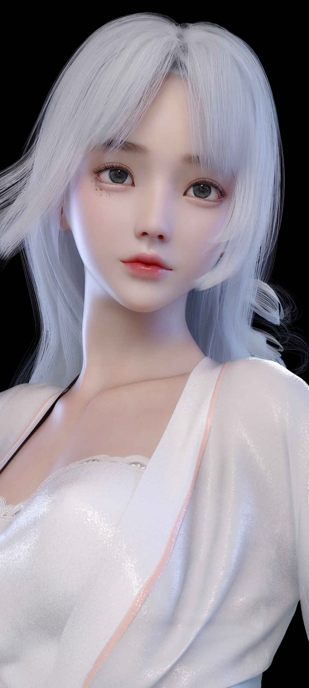 白色头发动漫女孩手机壁纸