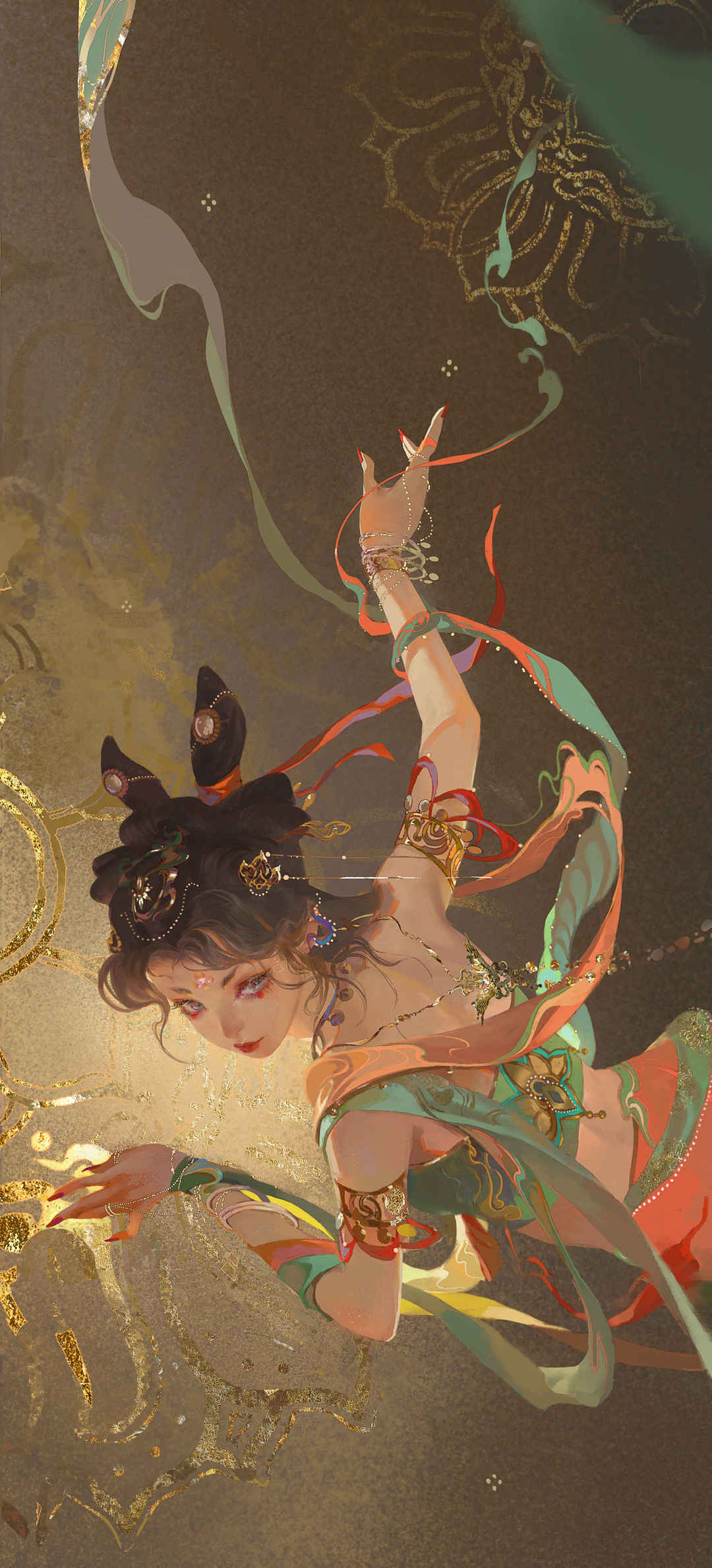 敦煌风美女绘画