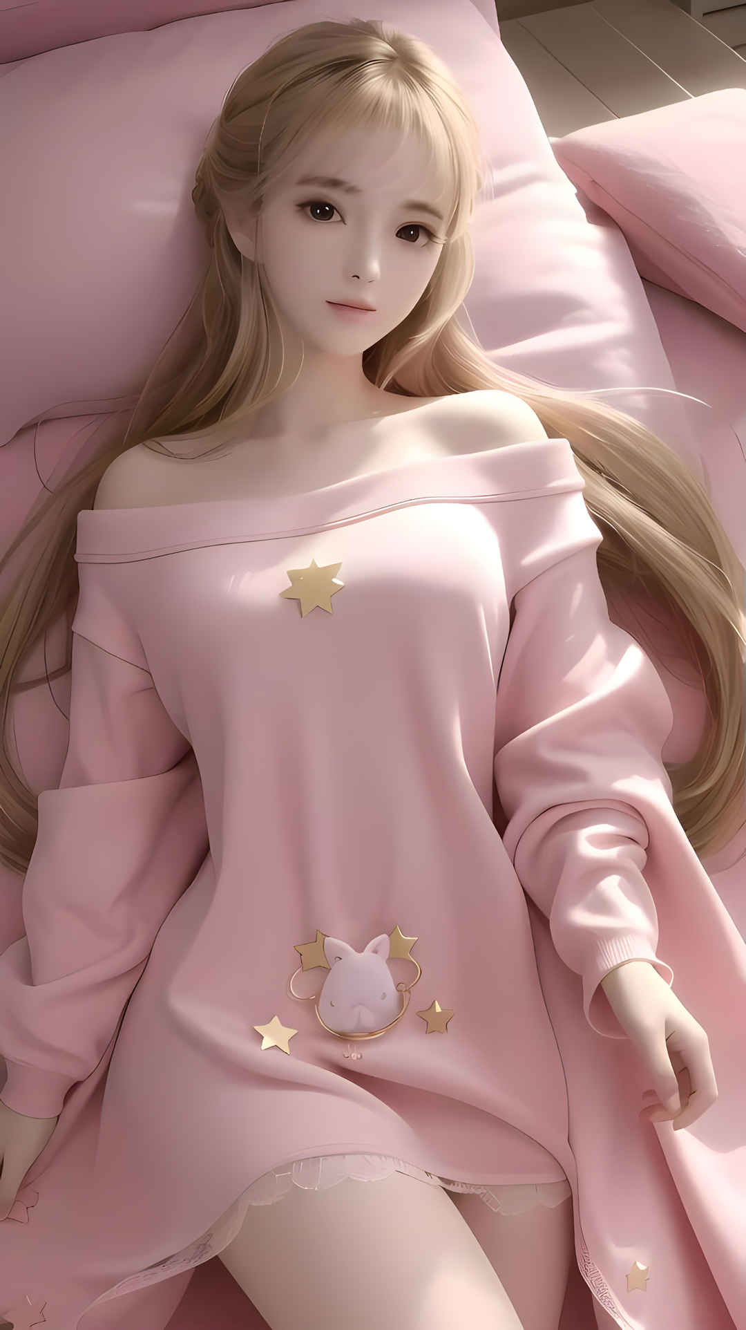 粉色裙子美女AI绘画