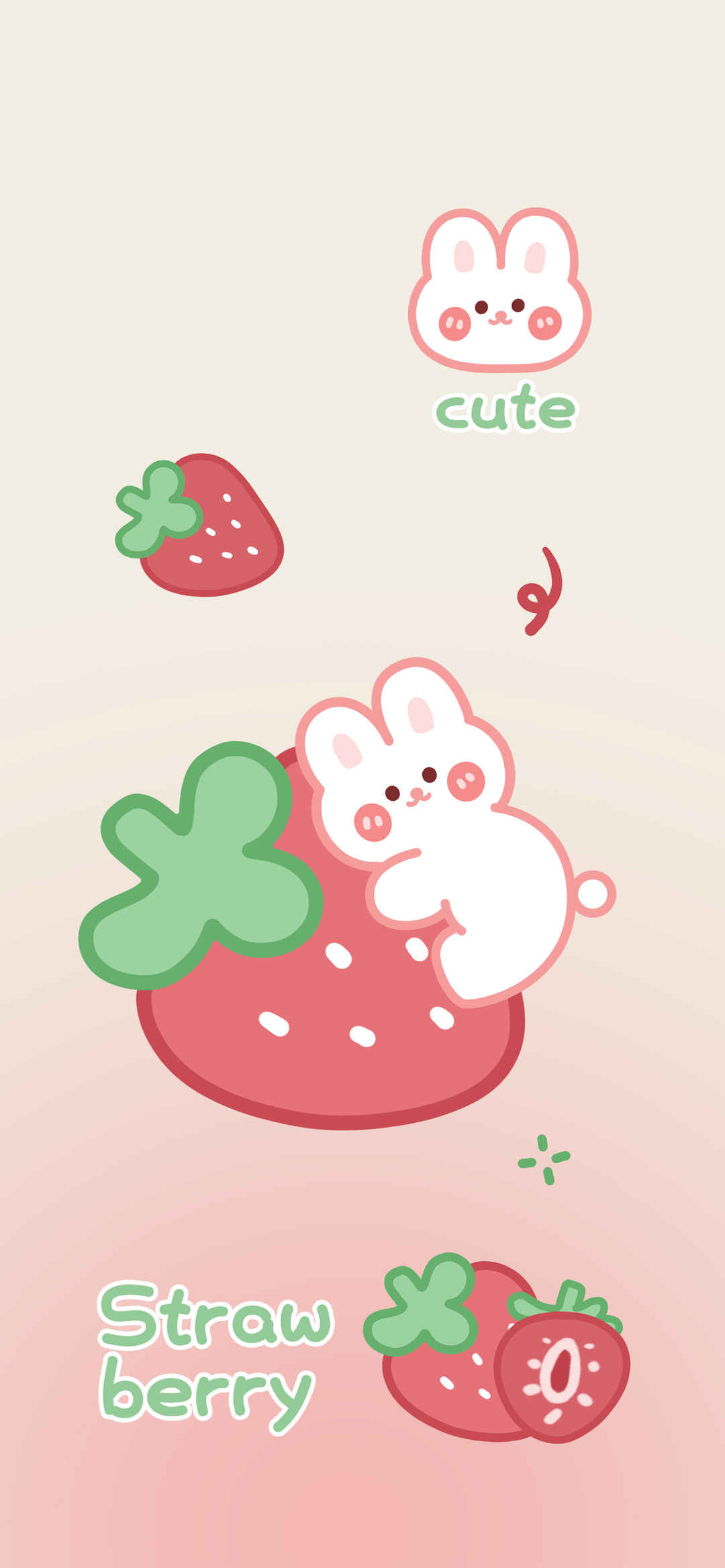 女生专用可爱兔子 草莓 5k手机壁纸-