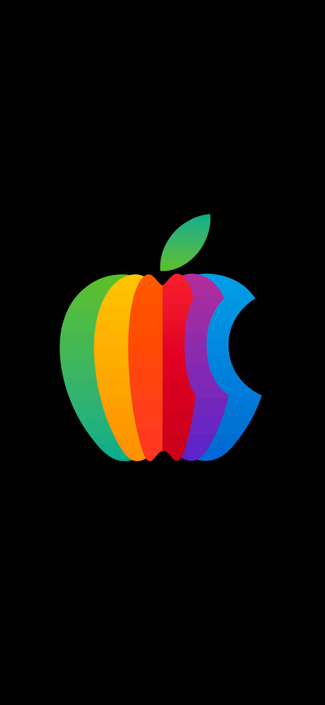 黑色背景Apple彩色Logo手机壁纸