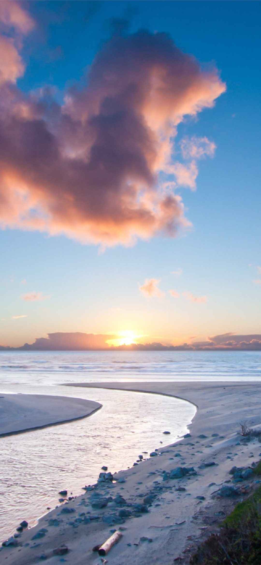 日出前的海边沙滩全屏唯美风景手机壁纸