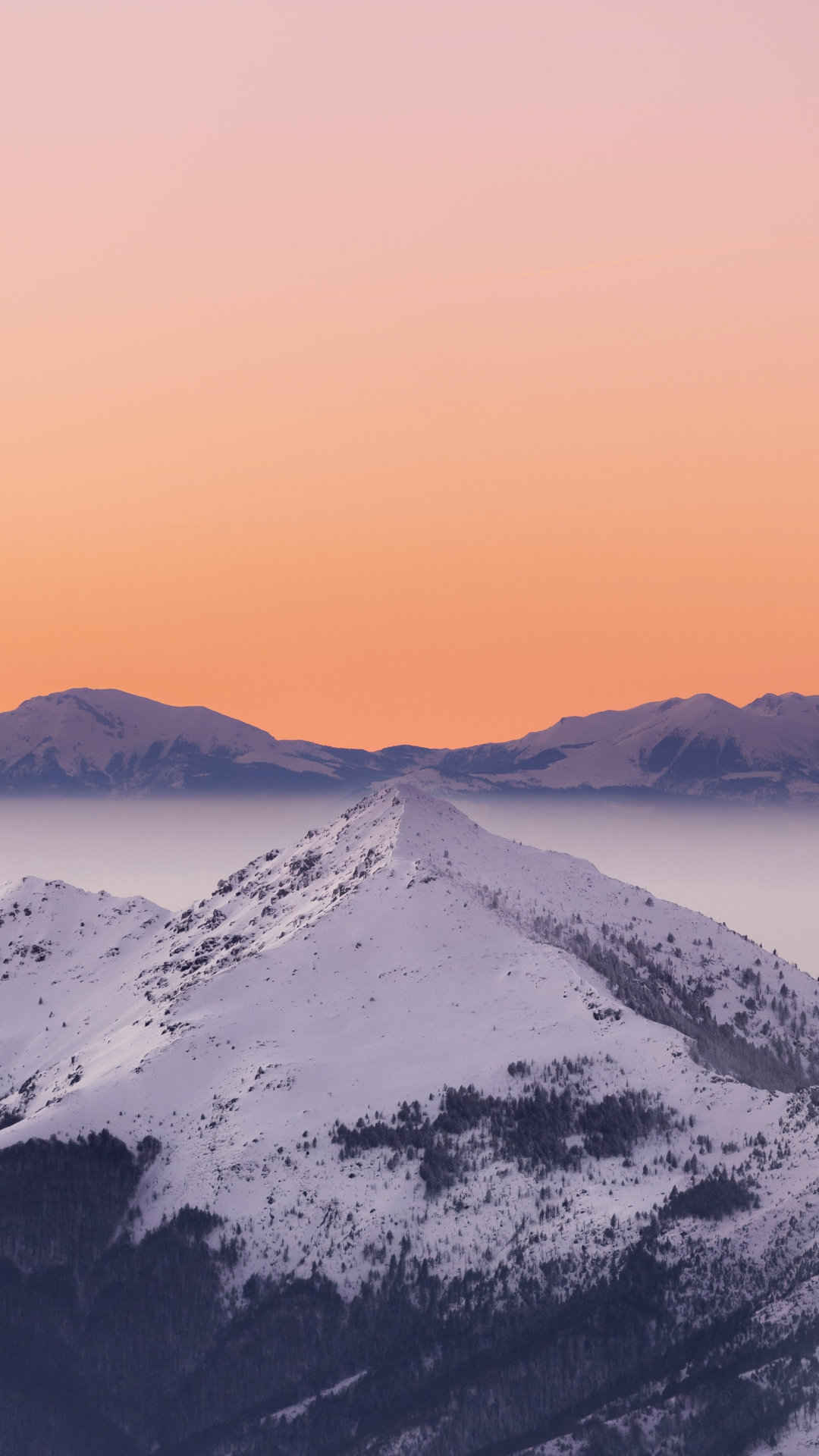 清晨雪山顶峰美丽的云海风景-
