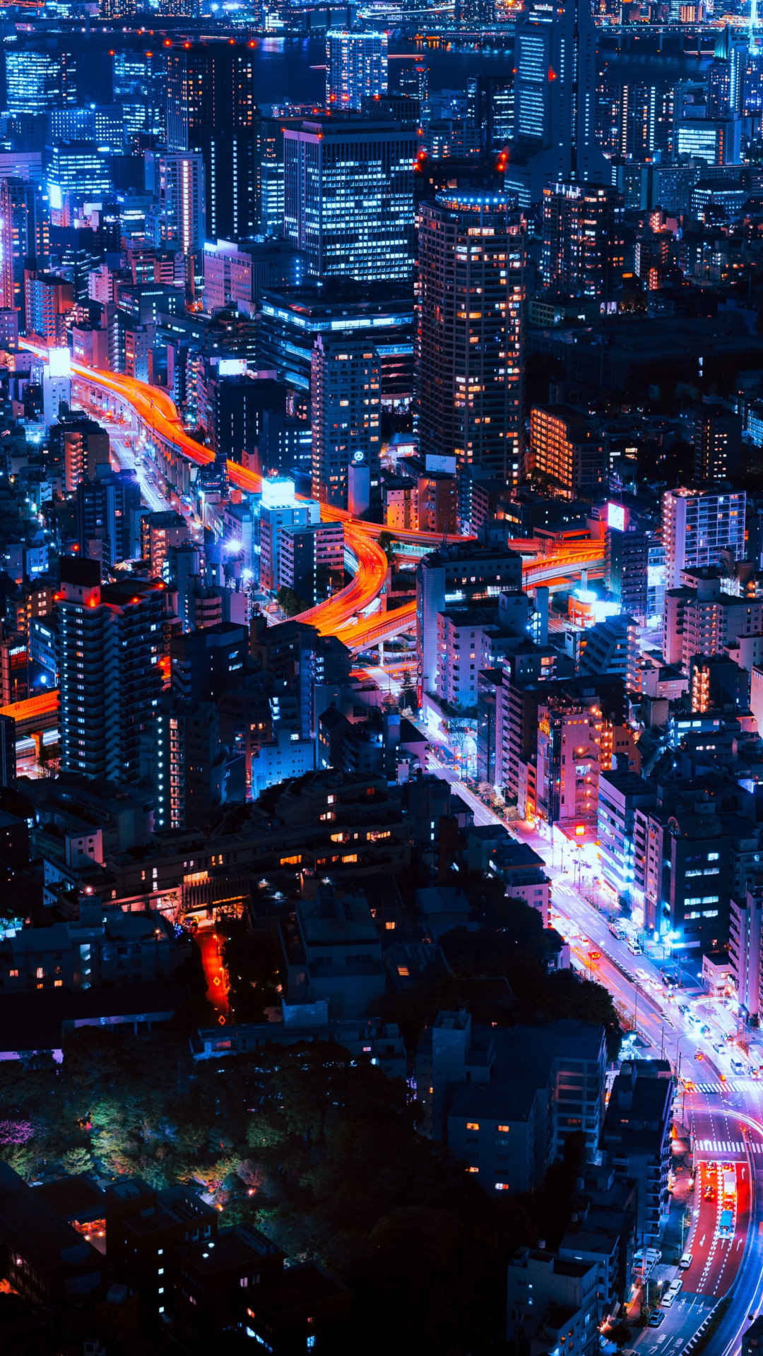 欧美一线城市繁华的高楼灯光夜景超清手机壁纸-
