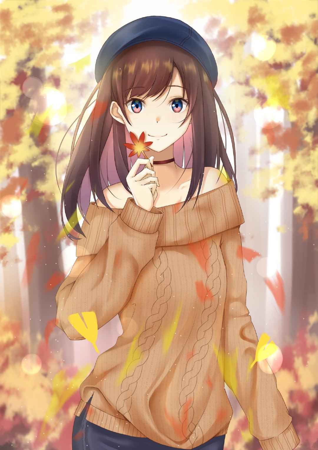 秋天 红叶 漂亮女子-