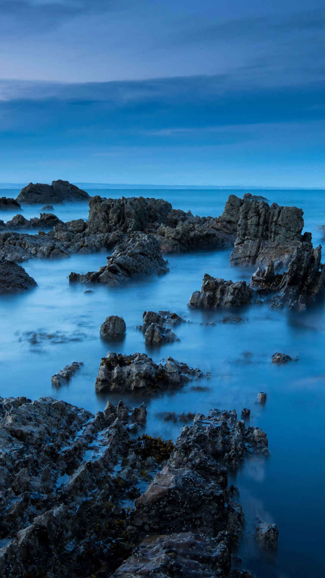 海岸 岩石 夜景手机壁纸-
