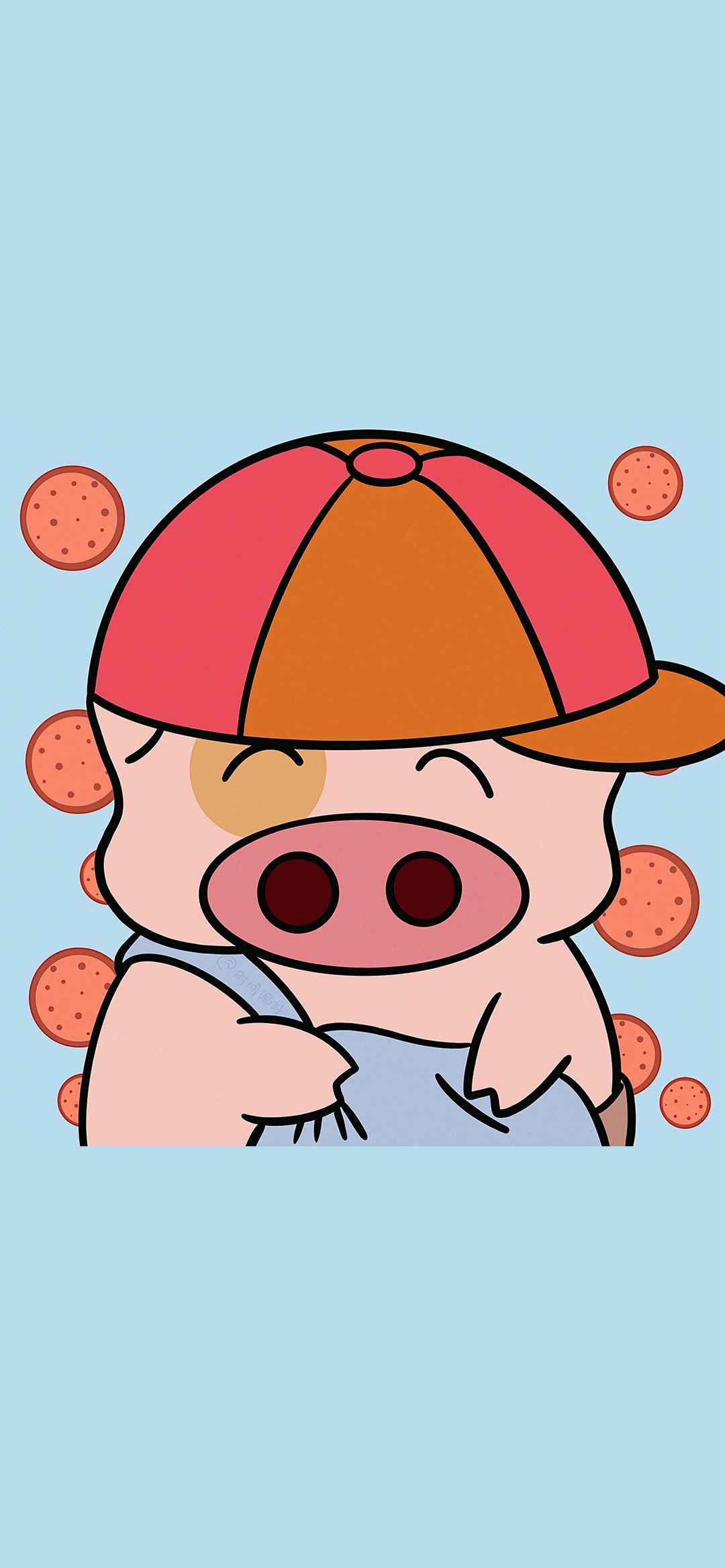 可爱卡通小猪插画手机壁纸