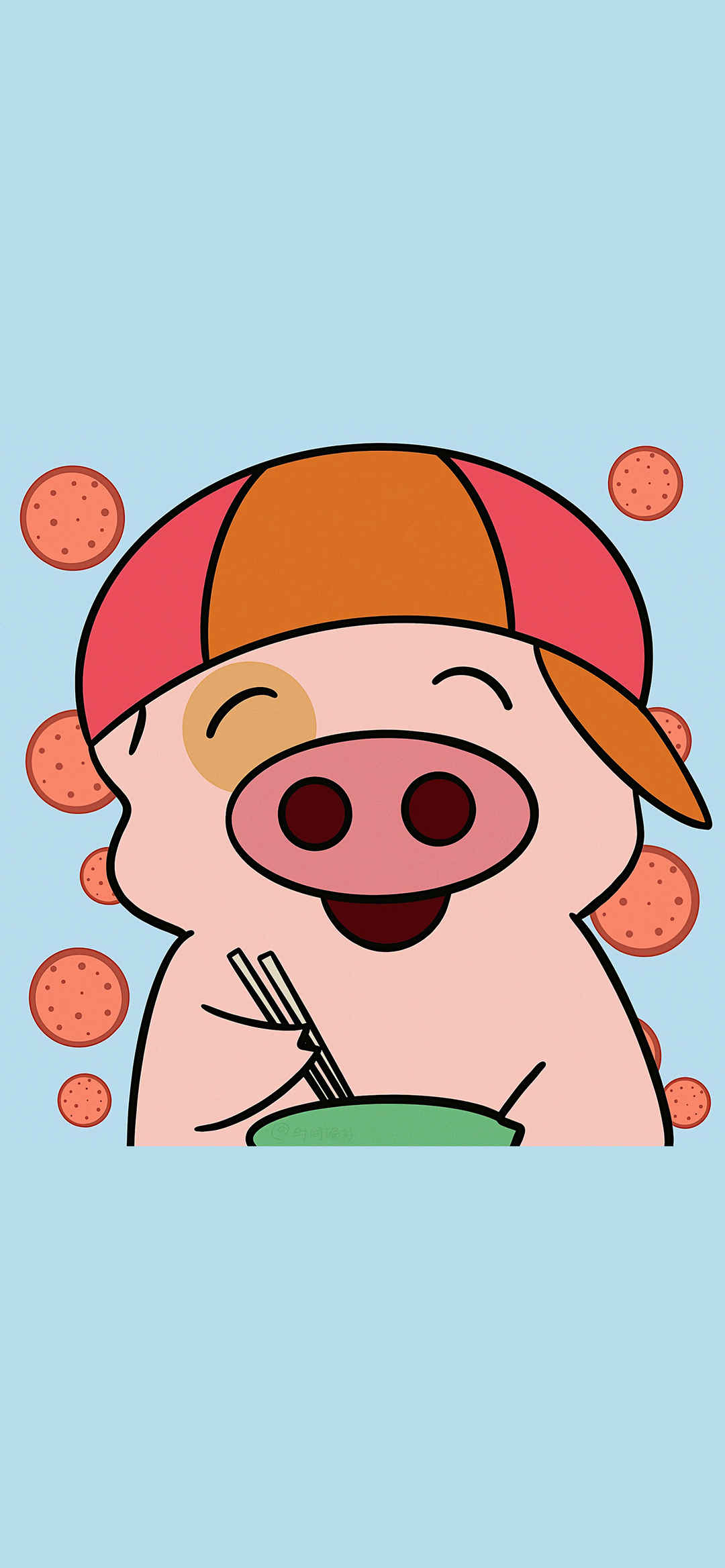 可爱卡通小猪插画手机壁纸-