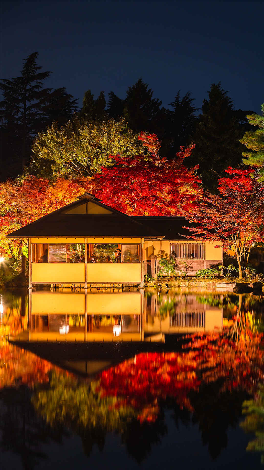 日式庭院古典唯美夜景手机壁纸