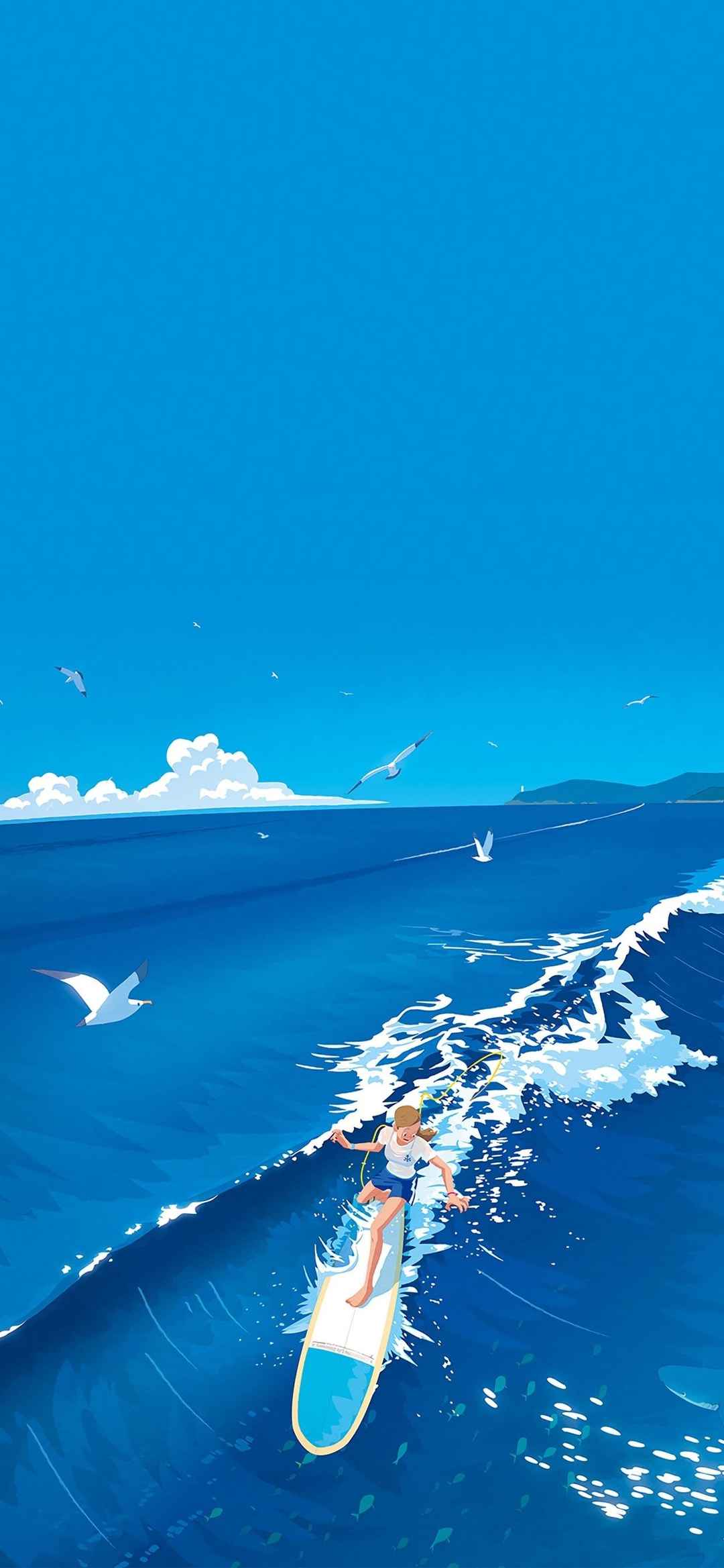 蓝色大海动漫场景手机壁纸
