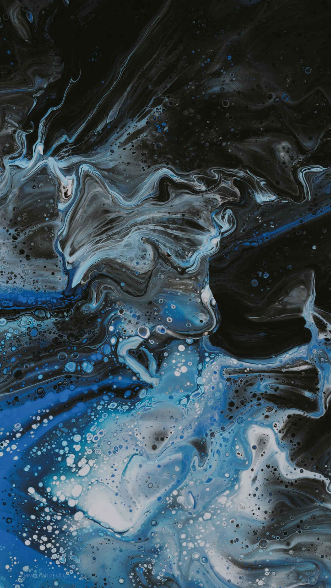 深蓝色 液体 颜料 艺术 背景手机壁纸 2160x3840PX