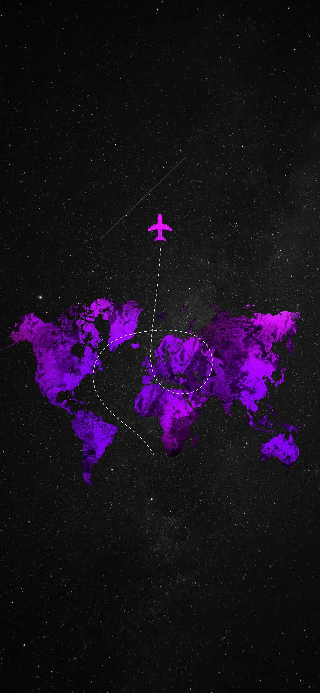 紫色地球形状黑色背景壁纸-