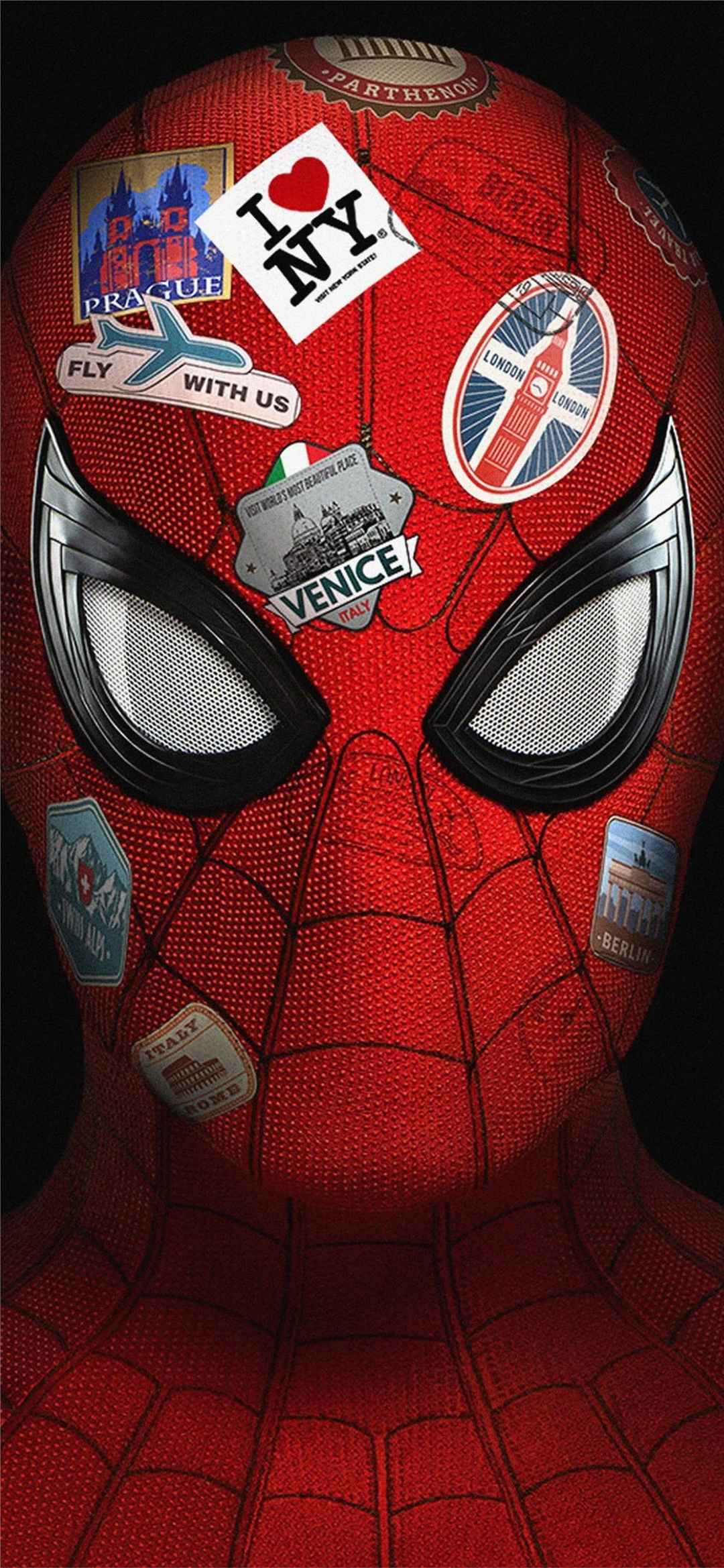 贴满标签的蜘蛛侠外套创意手机壁纸-