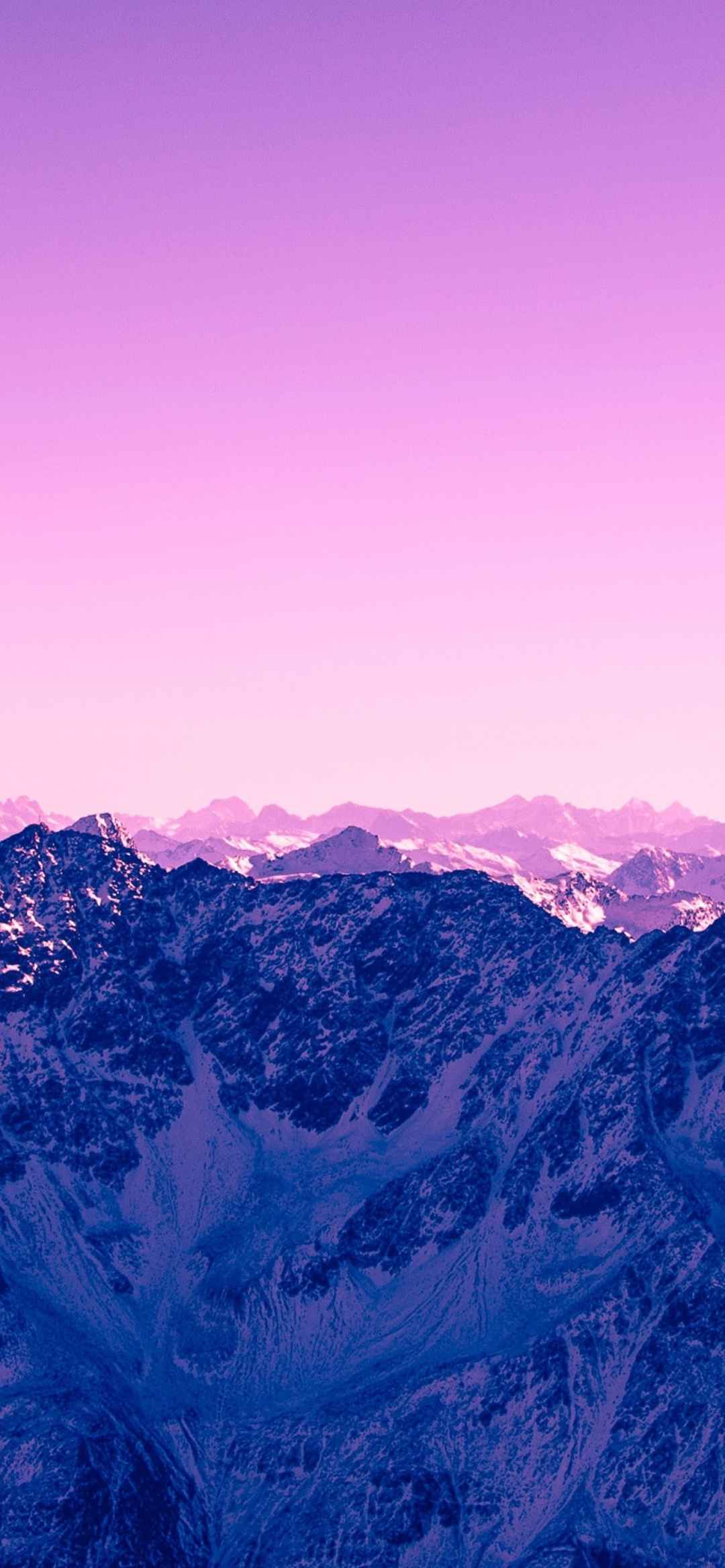 紫光调色大气的雪山山脉高清手机壁纸-