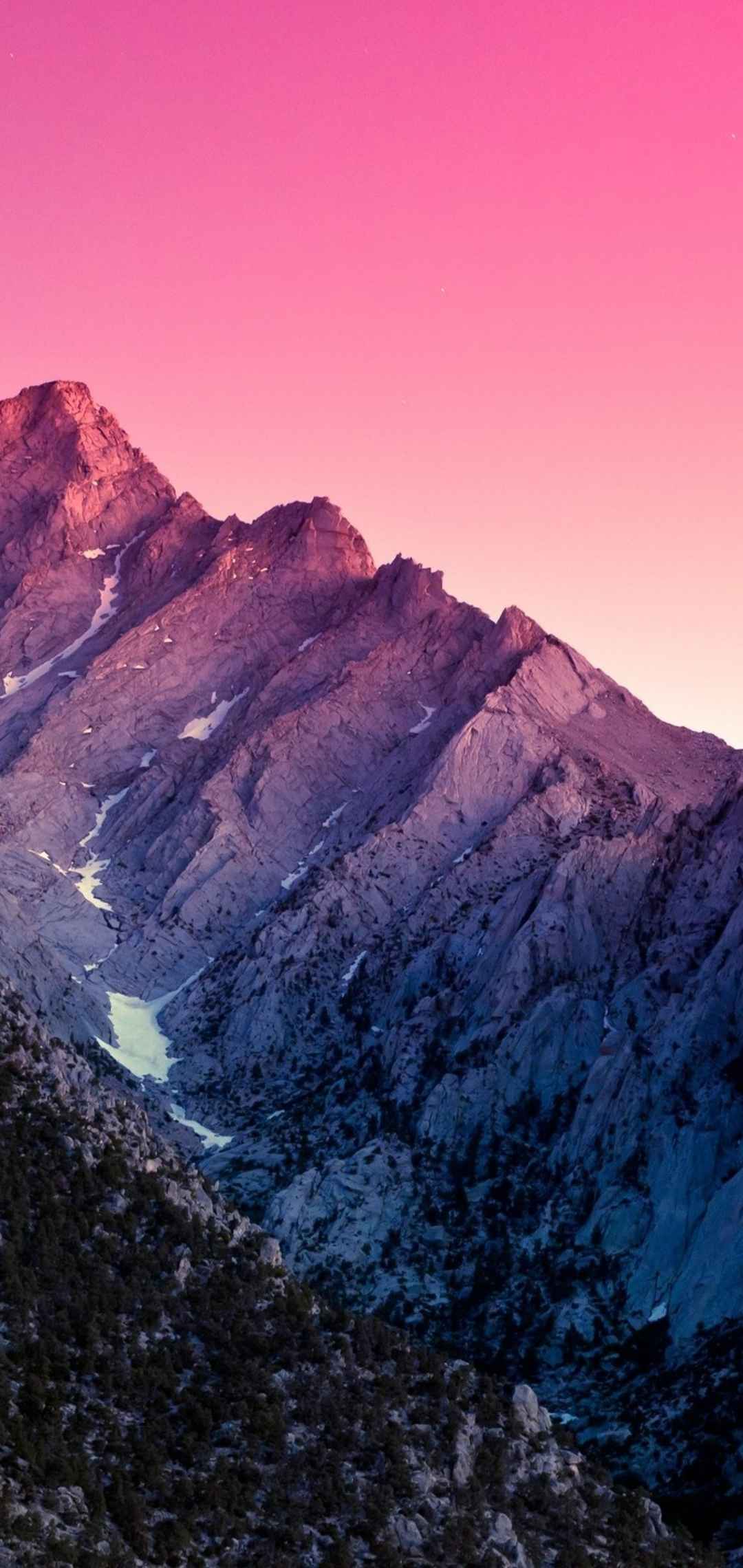 粉色光影摄影高海拔大山风景手机壁纸-