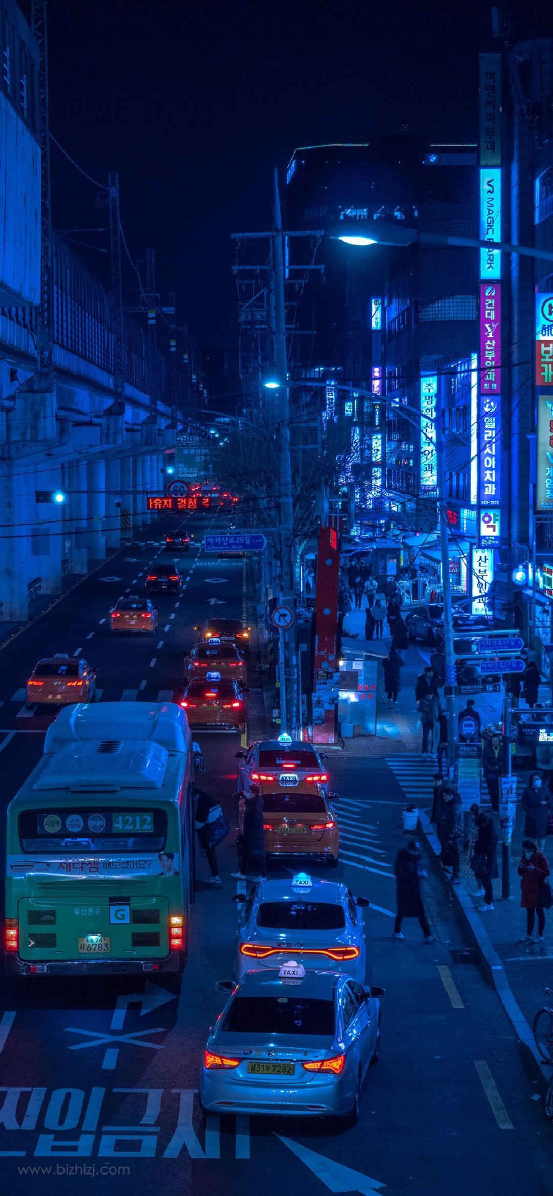 霓虹闪烁城市风景竖屏手机壁纸-