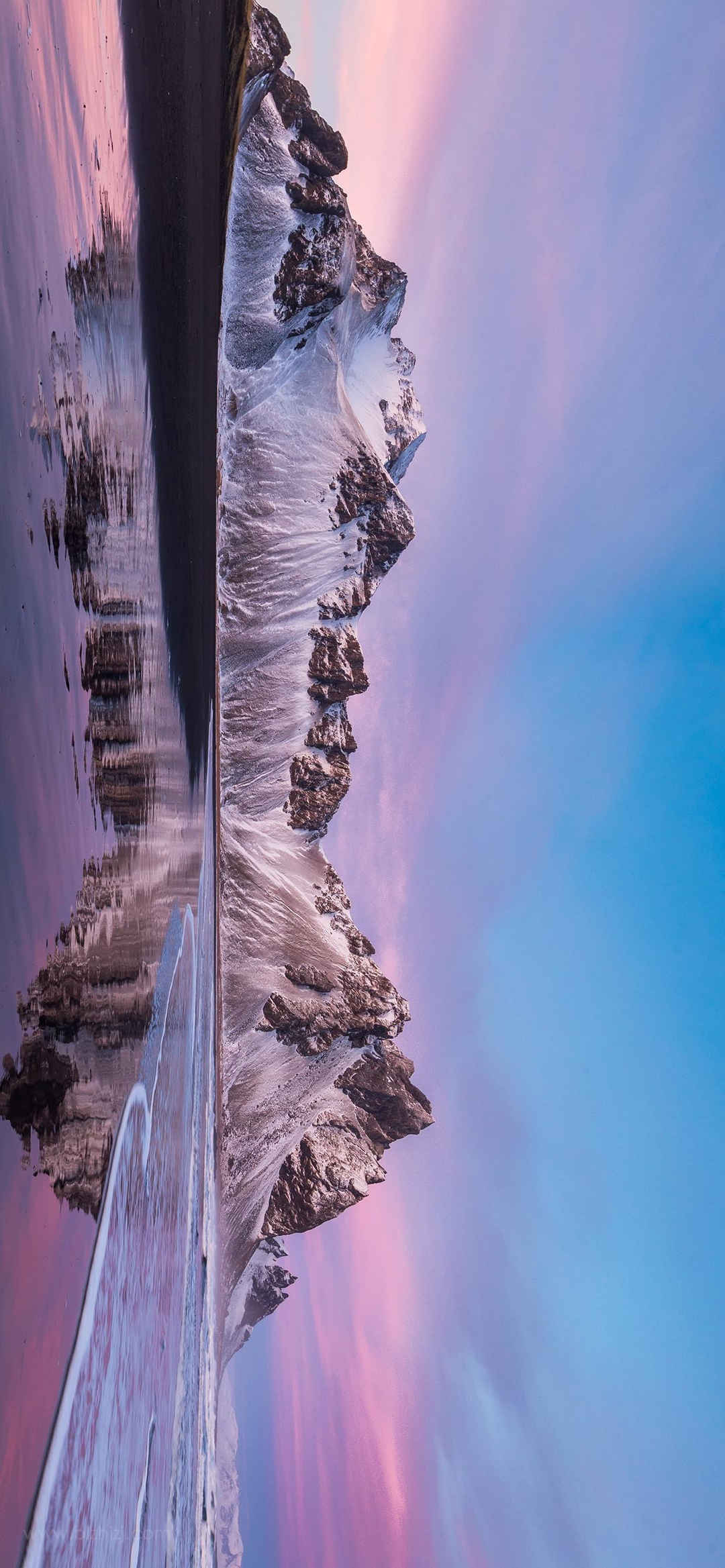 超美大自然雪山湖面横屏高清手机壁纸-