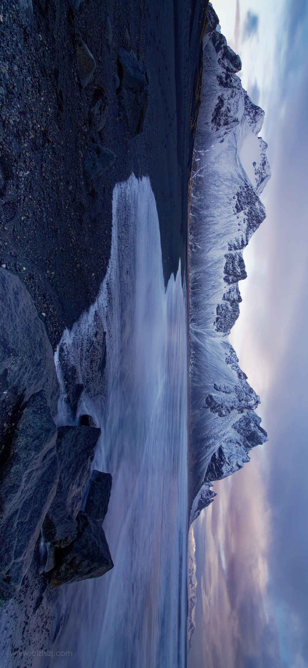 超美大自然雪山结冰湖面横屏高清手机壁纸-