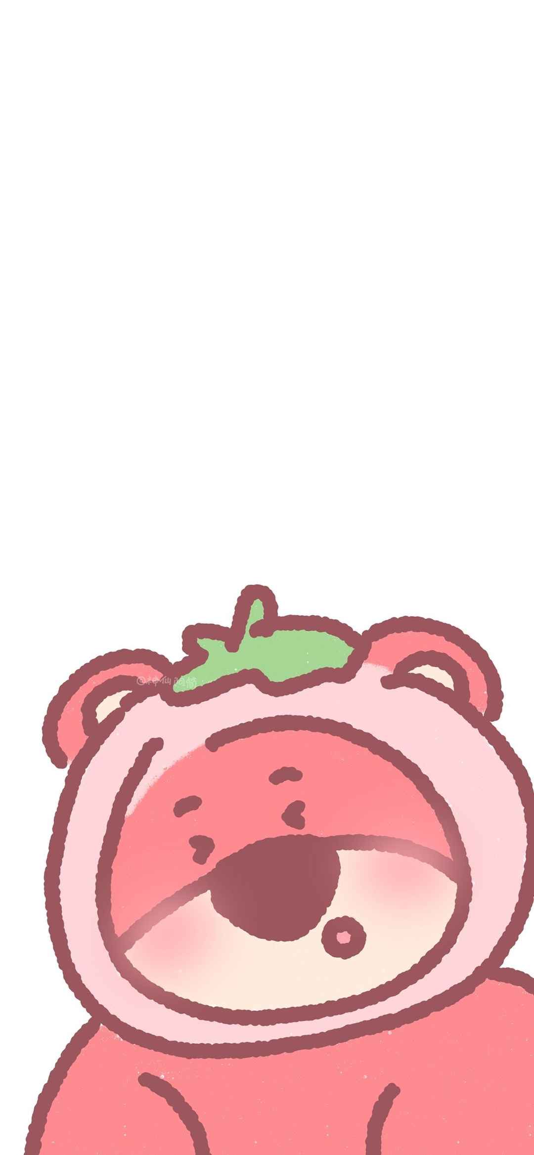 可爱草莓熊卡通手机壁纸
