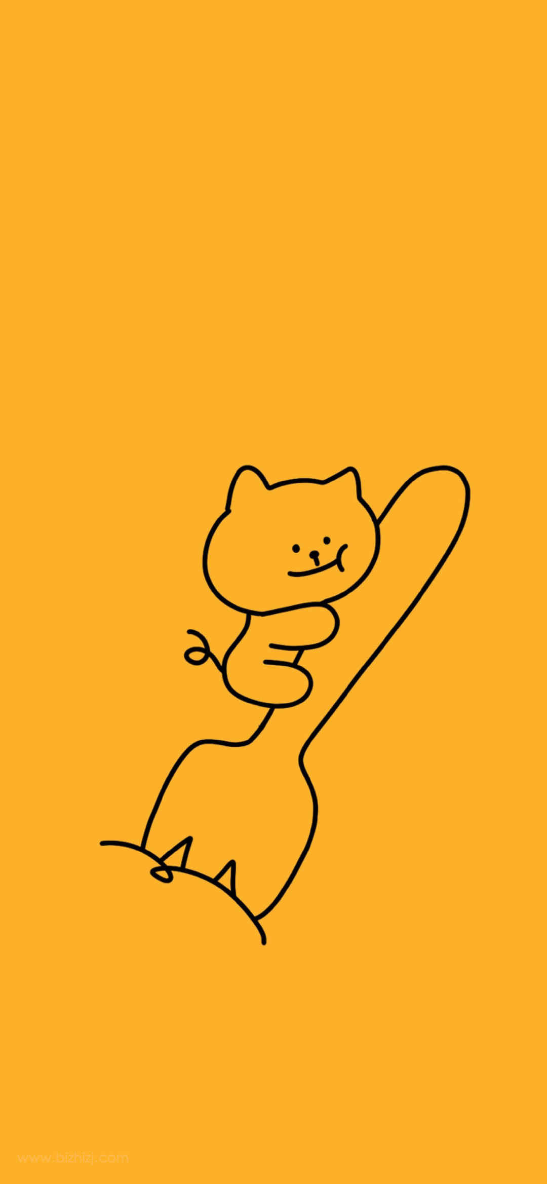 简约线条小动物黄色背景手机壁纸