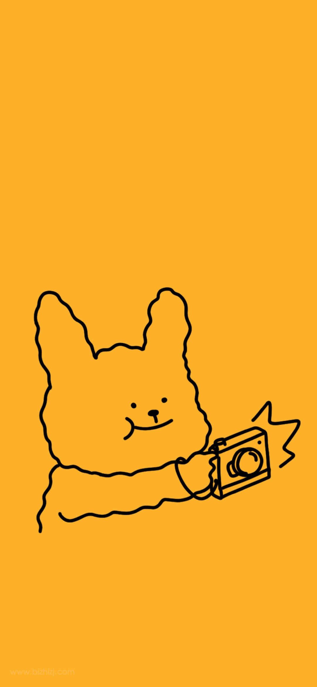 简约线条小动物黄色背景手机壁纸
