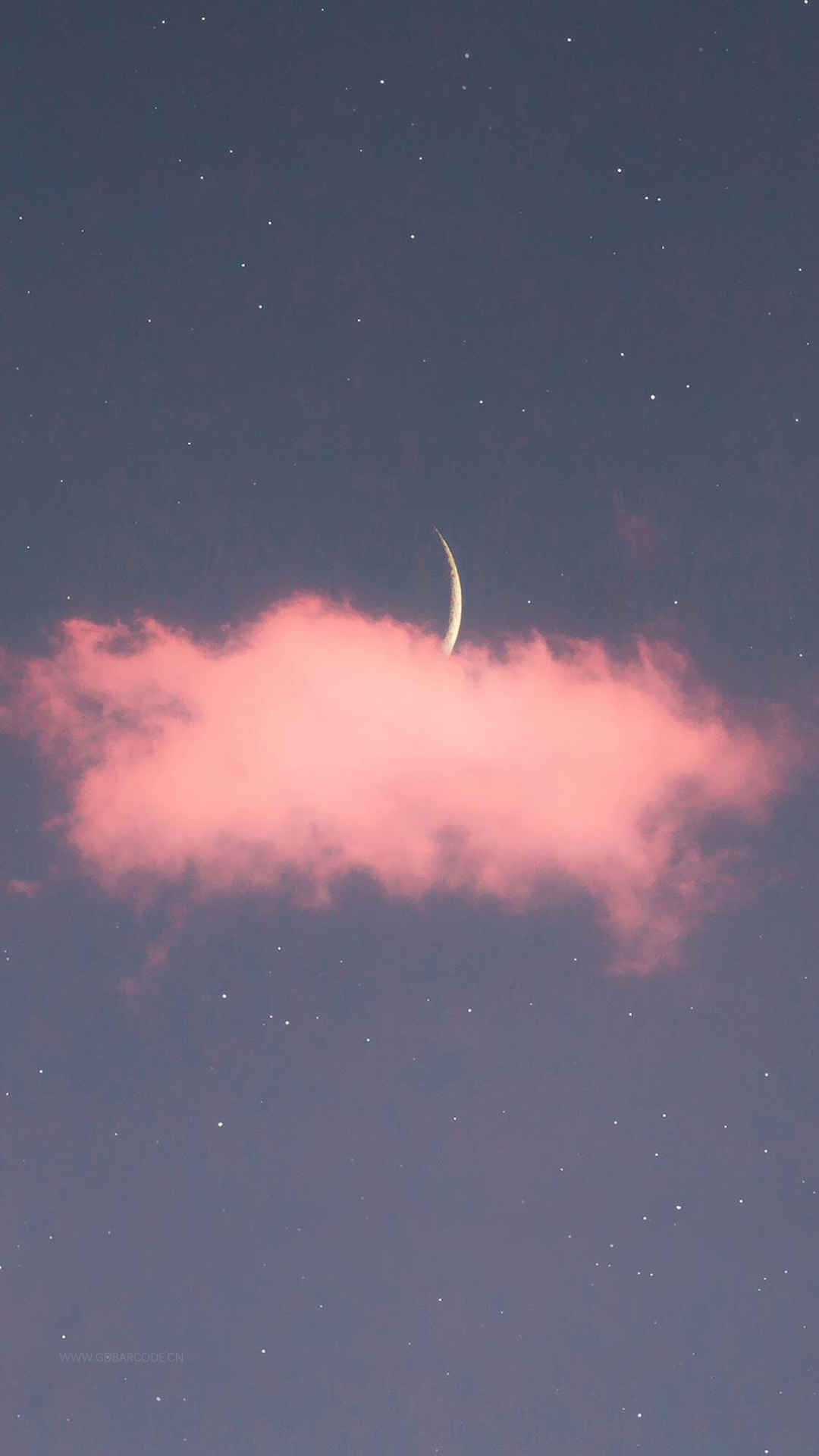浪漫夜空下的星月云霞风景手机壁纸