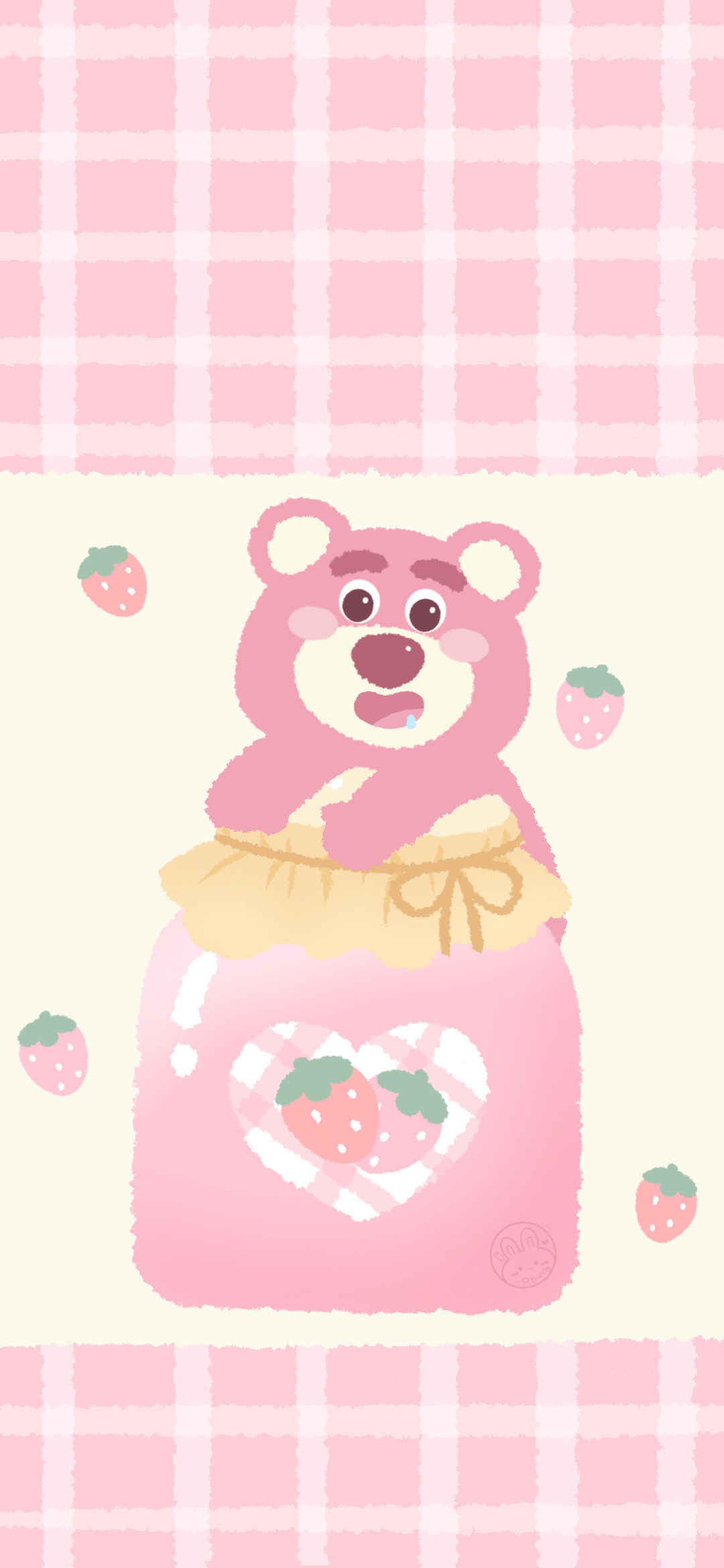 可爱草莓熊仙女字日系粉色壁纸-
