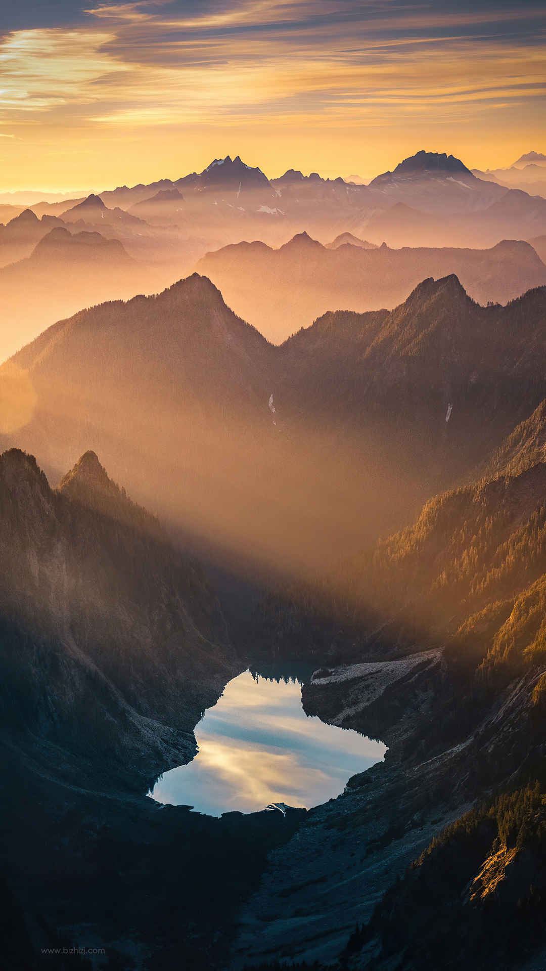 晨曦 阳光 山脉 湖泊手机壁纸