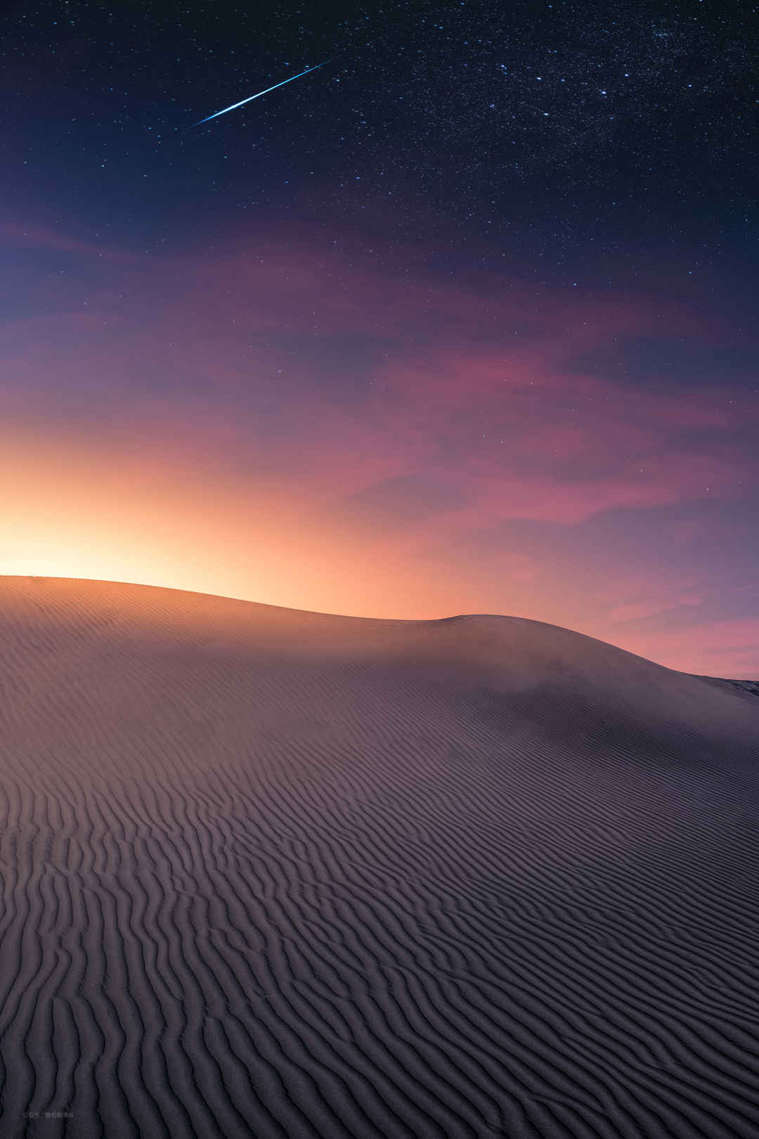 沙漠 星空 流星手机壁纸