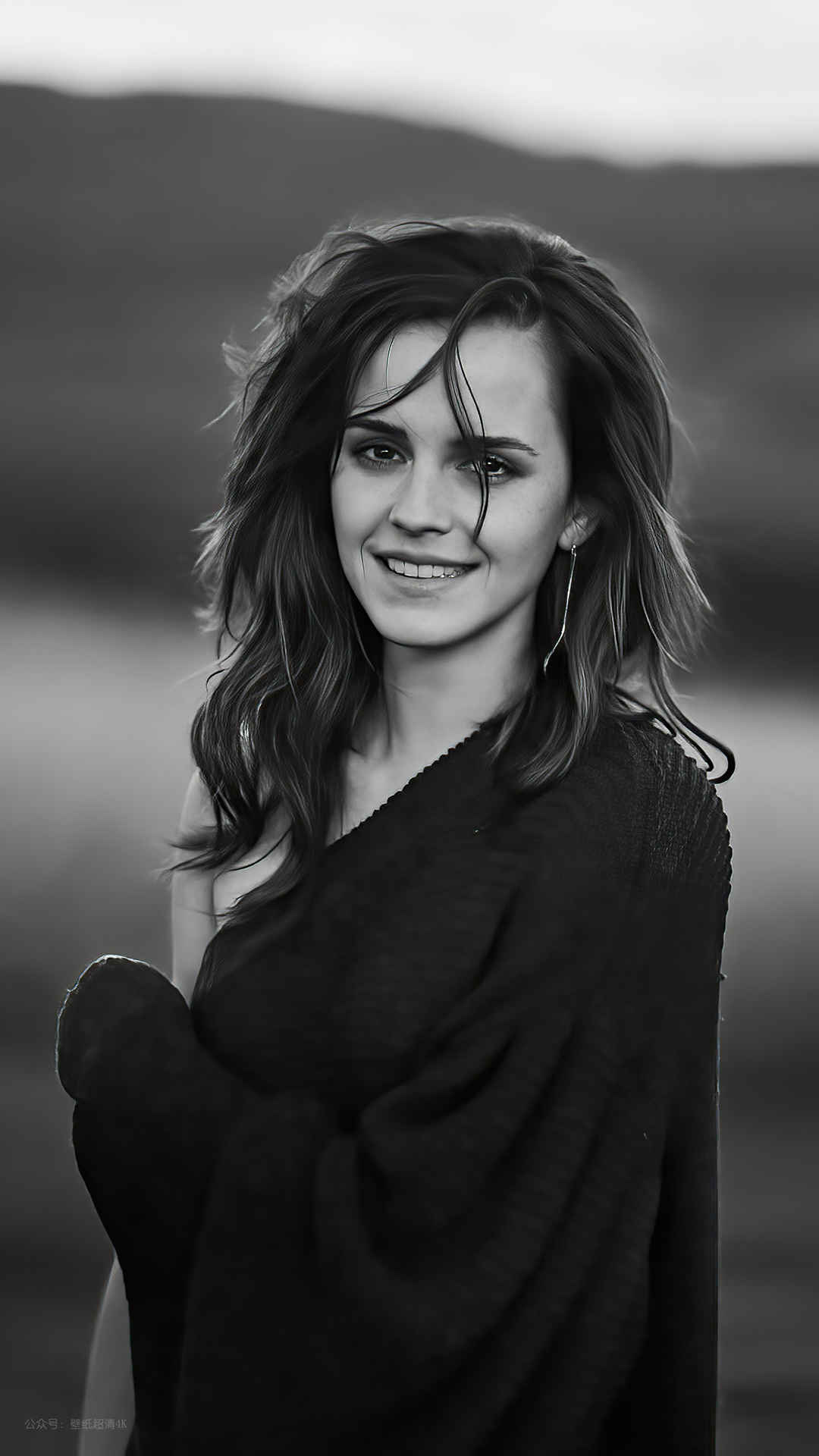 艾玛·沃特森(Emma Watson) 黑白写真手机壁纸