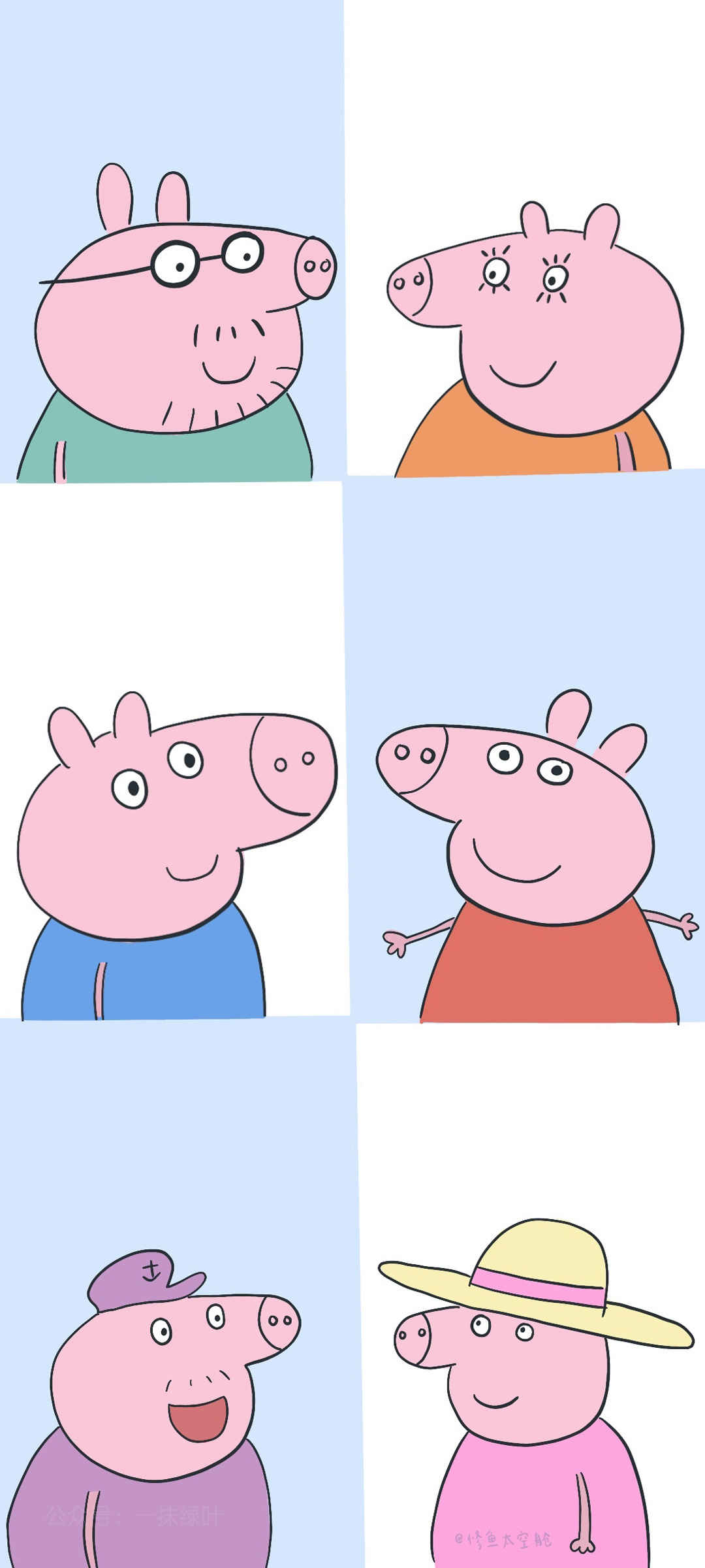 小猪佩奇 猪妈妈、猪爸爸、猪奶奶、猪爷爷手机壁纸