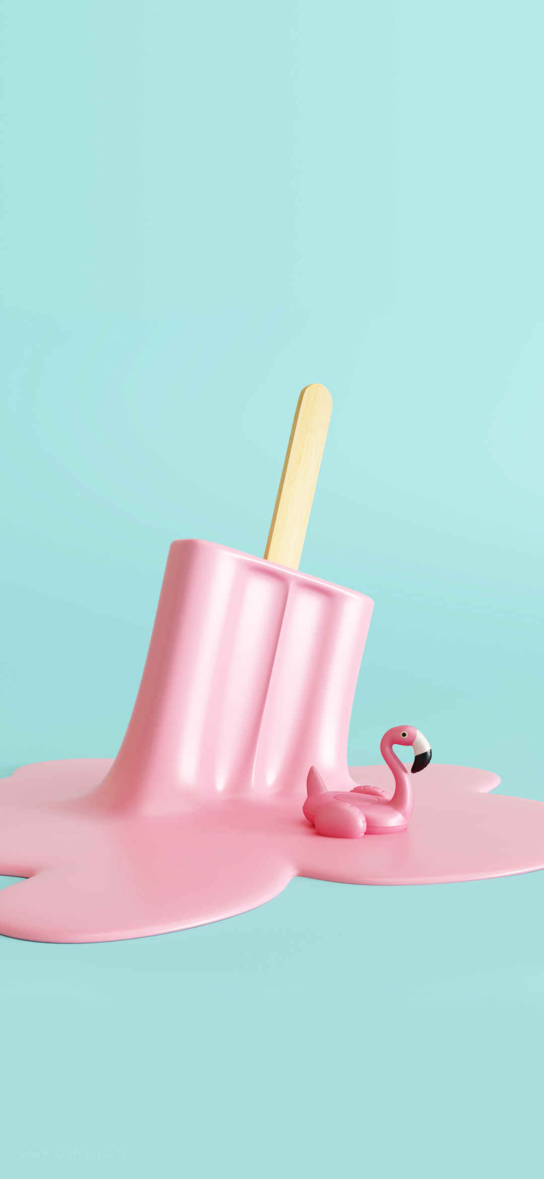 粉色天鹅冰淇淋立体效果手机壁纸