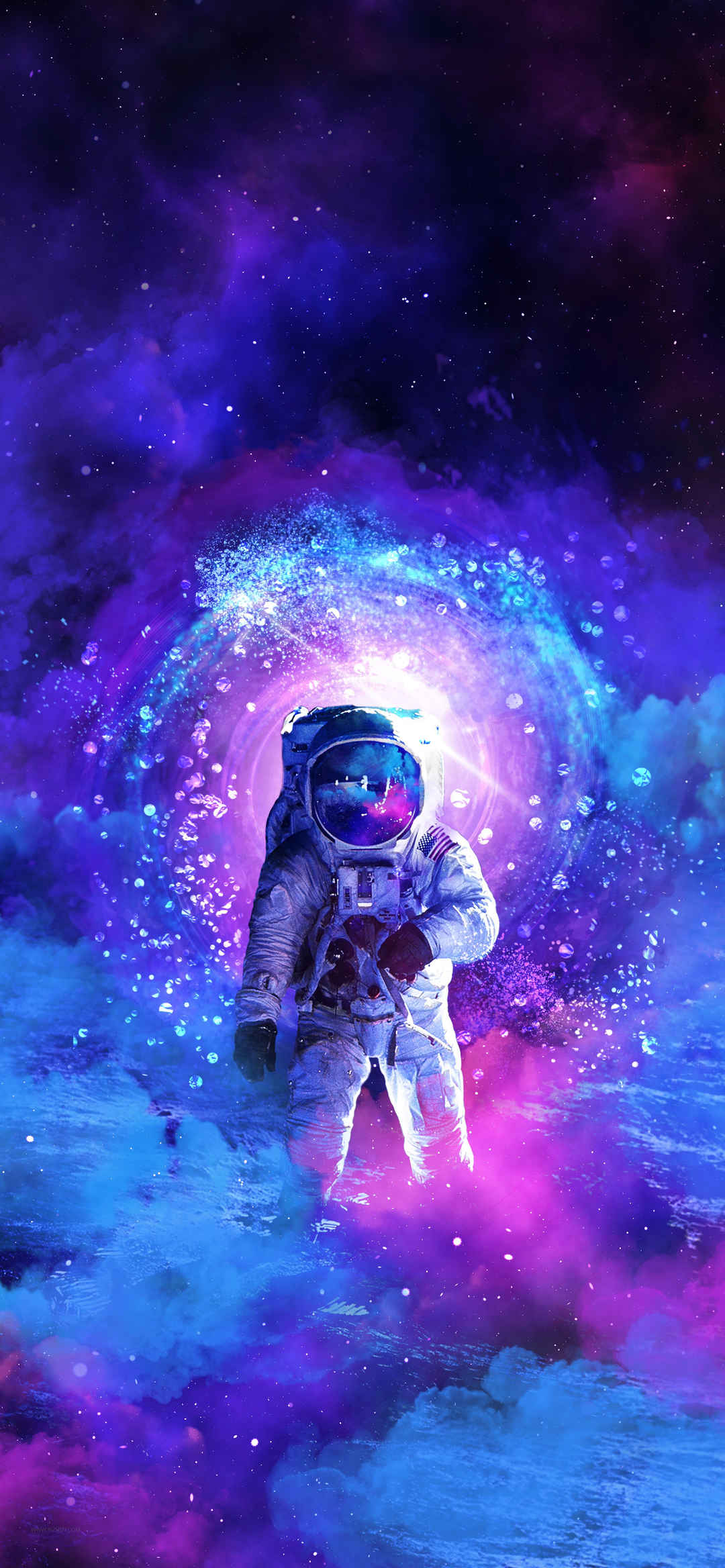 紫色背景太空人图片