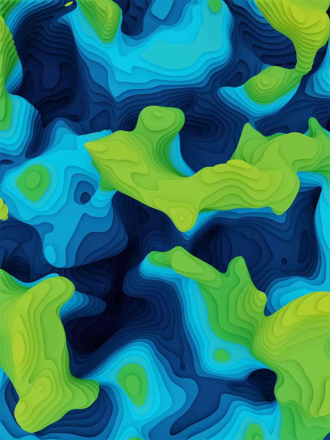 蓝绿抽象3D手机壁纸