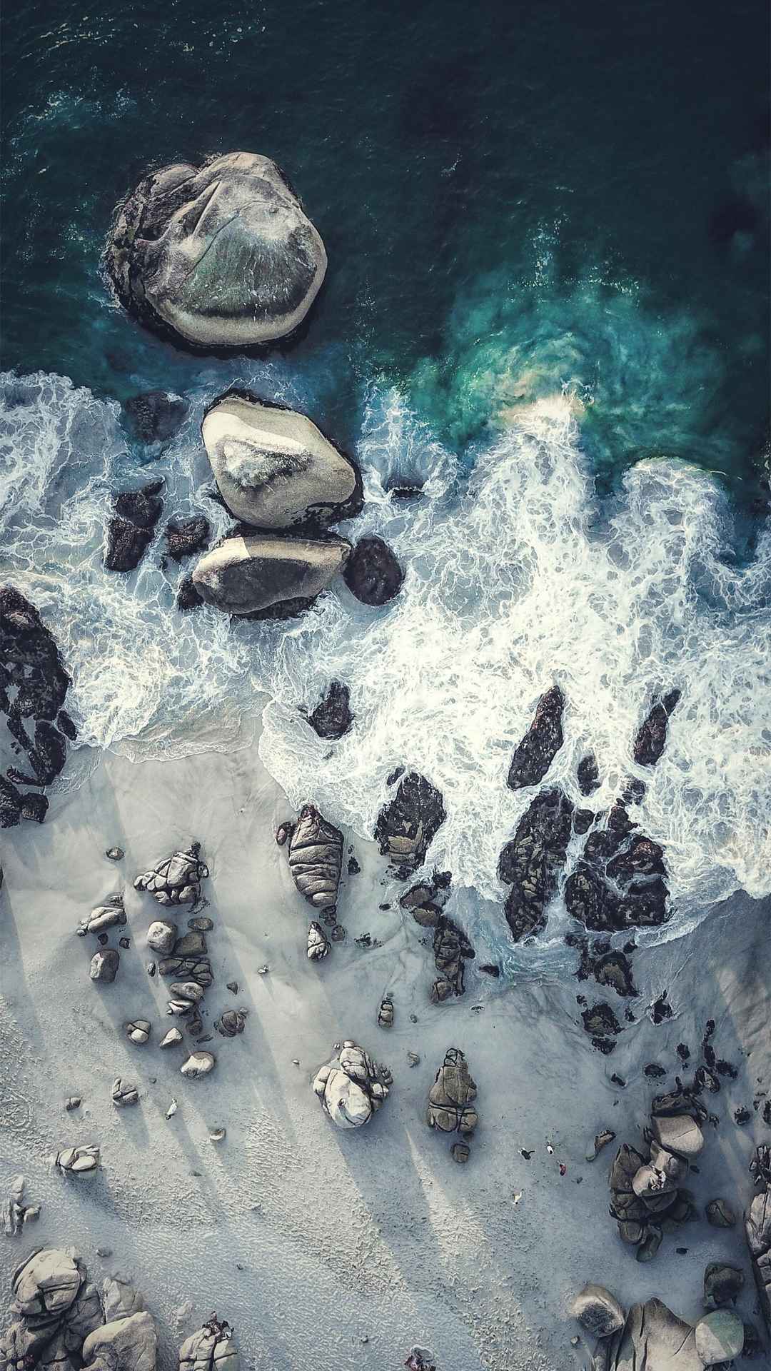 海滩 海浪 岩石手机壁纸