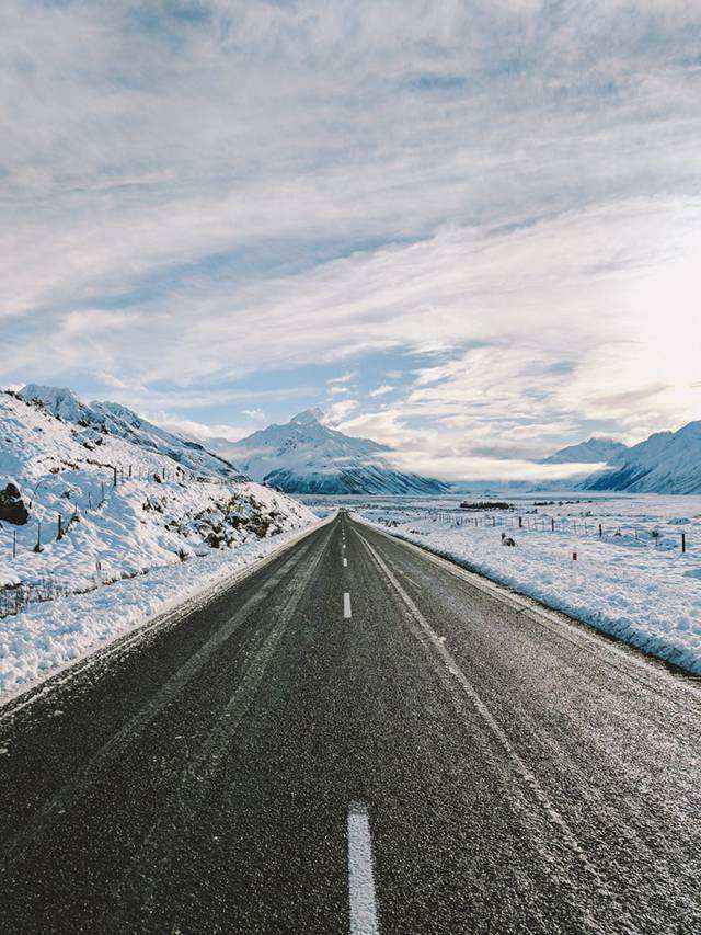 唯美的冰海风景，冰封的公路等唯美风景手机壁纸-
