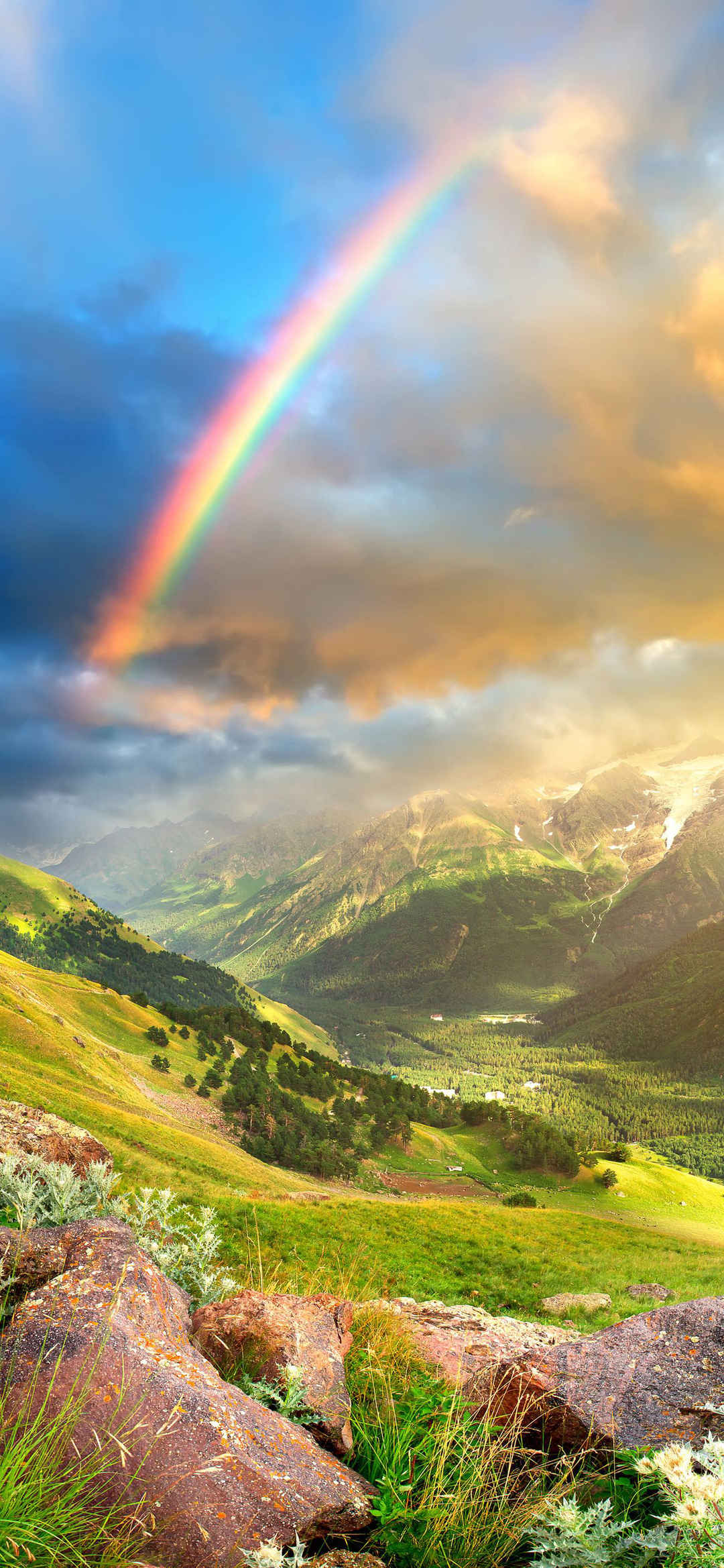 美丽青山彩虹风景壁纸-