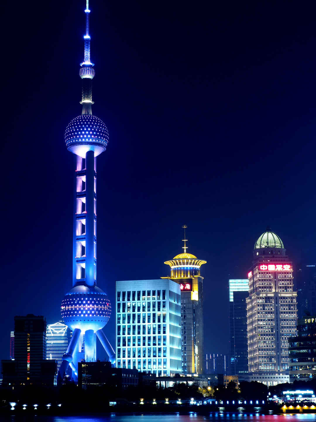 上海夜景东方明珠 黄浦江