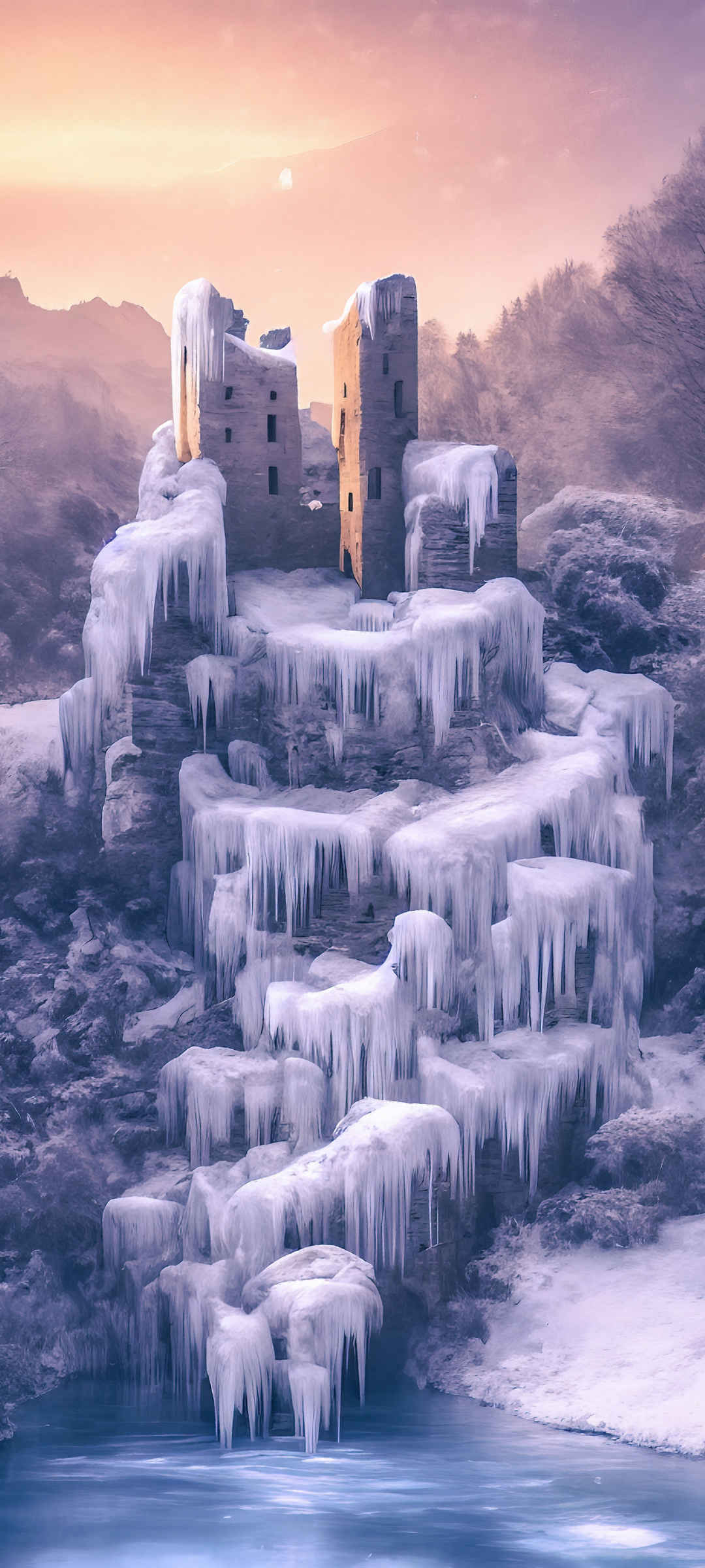 城堡结冰风景图片-