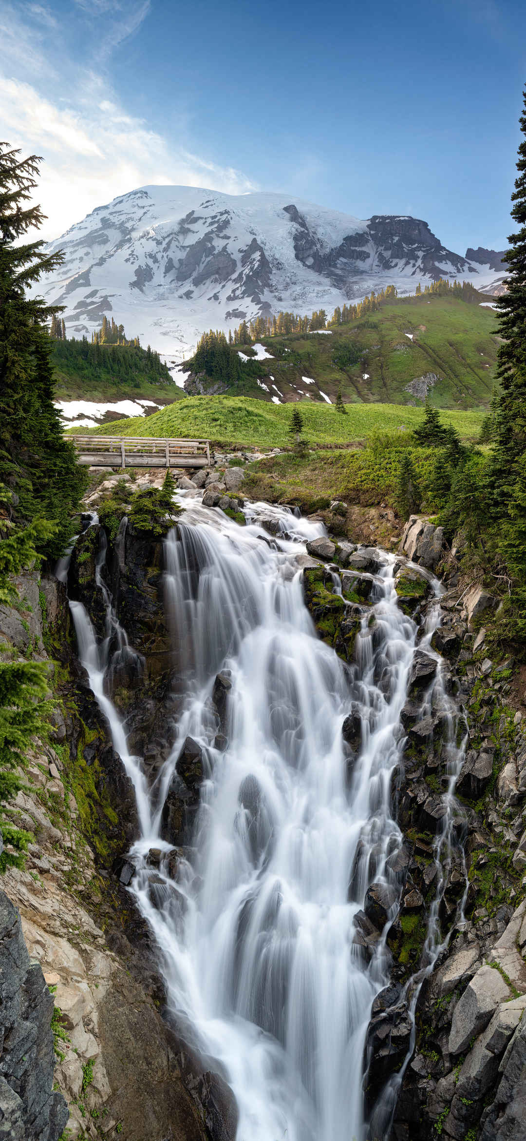 自然风景 高山流水瀑布4k手机高清壁纸图片